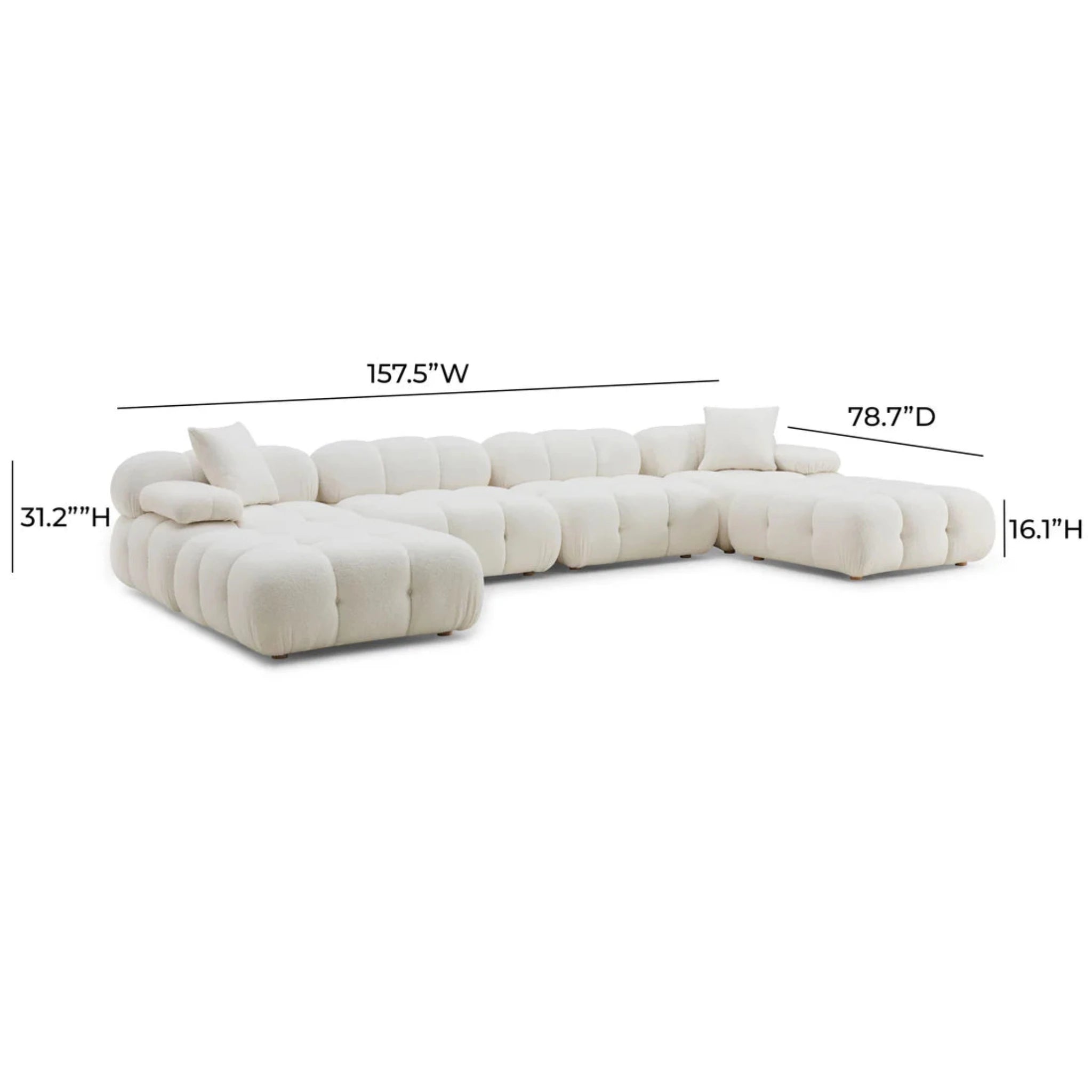 Calliope Vegan Shearling 6-Piece Modular U-Sectional | Cream