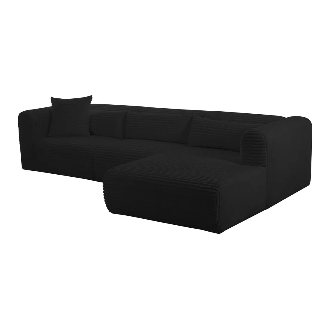 Tarra Fluffy Oversized Corduroy Modular Sectional | Black