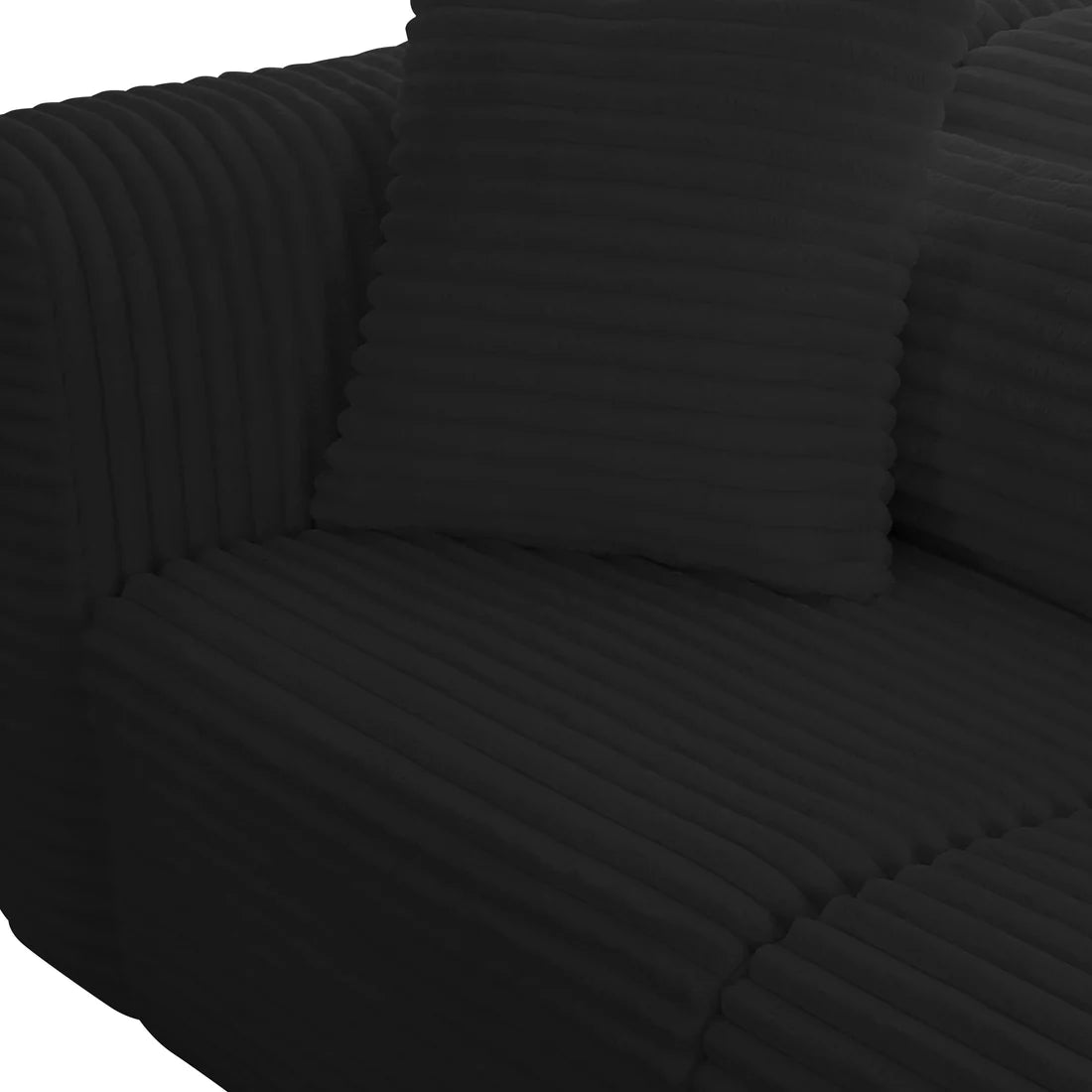 Tarra Fluffy Oversized Corduroy Modular Sectional | Black