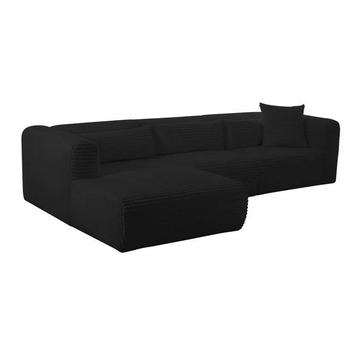 Tarra Fluffy Oversized Corduroy Modular Sectional | Black