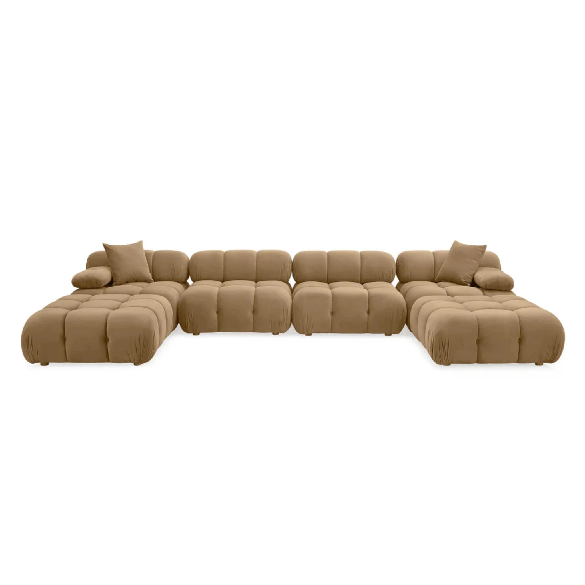 Calliope Performance Velvet 6-Piece Modular U-Sectional | Cafe Au Lait