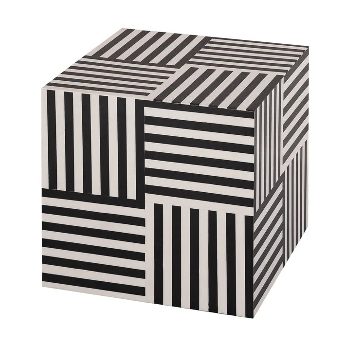 Cube Black and White Side Table