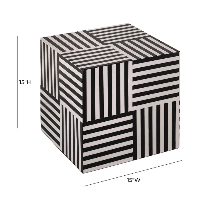 Cube Black and White Side Table