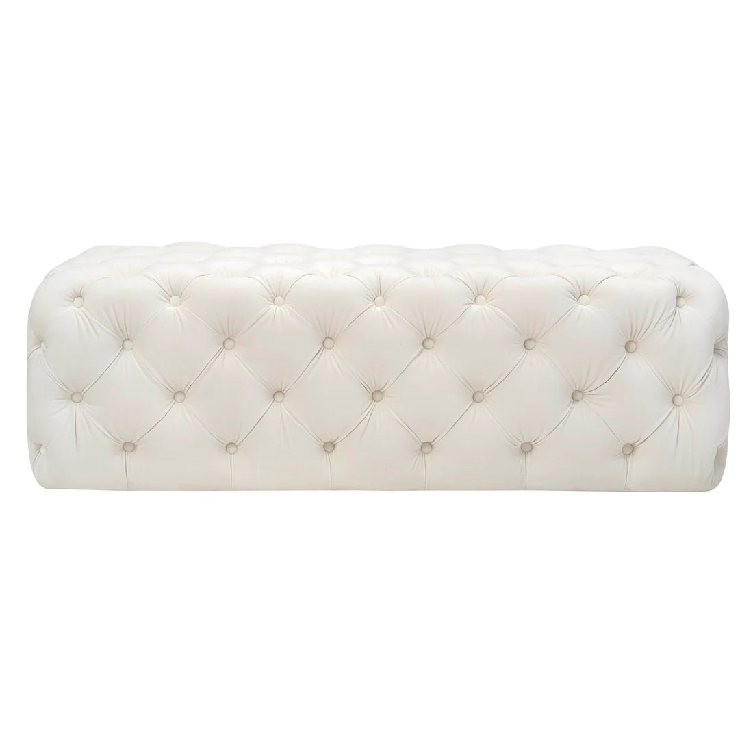 Kaylee Velvet Ottoman | Cream