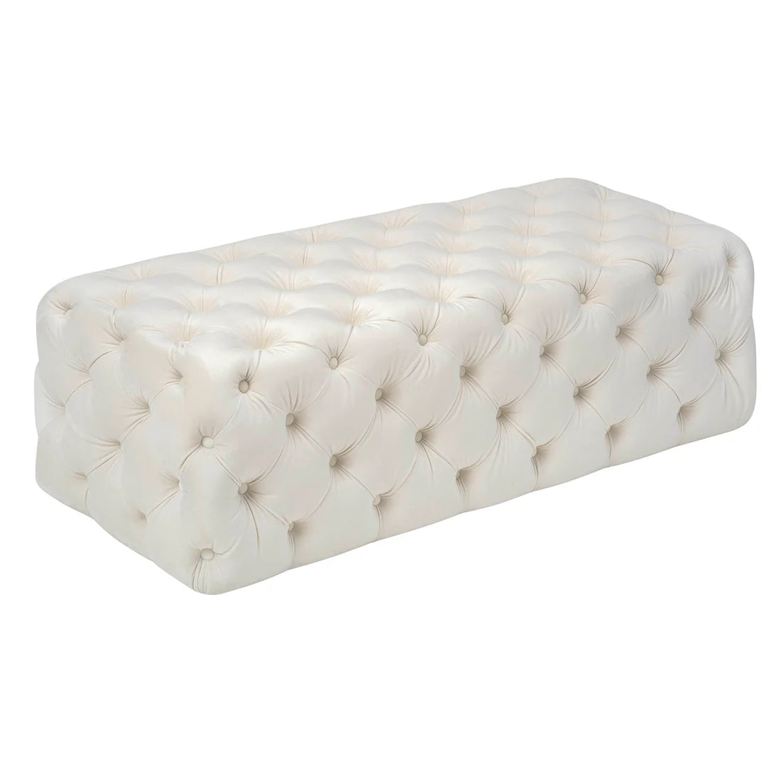 Kaylee Velvet Ottoman | Cream