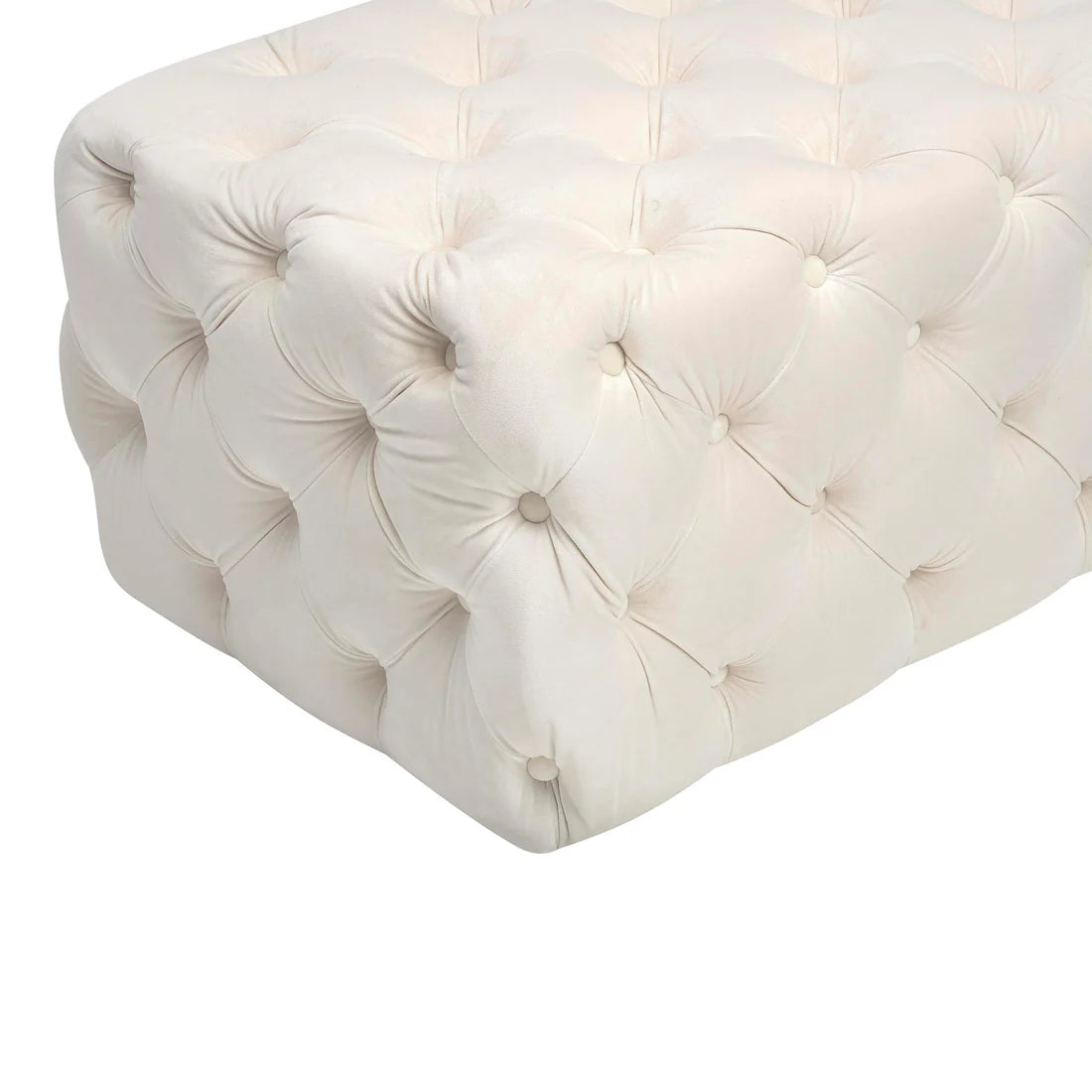 Kaylee Velvet Ottoman | Cream