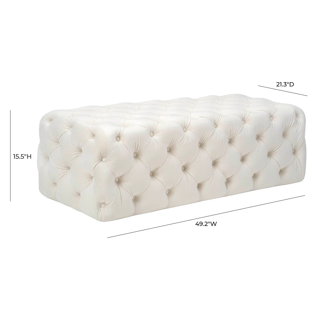 Kaylee Velvet Ottoman | Cream