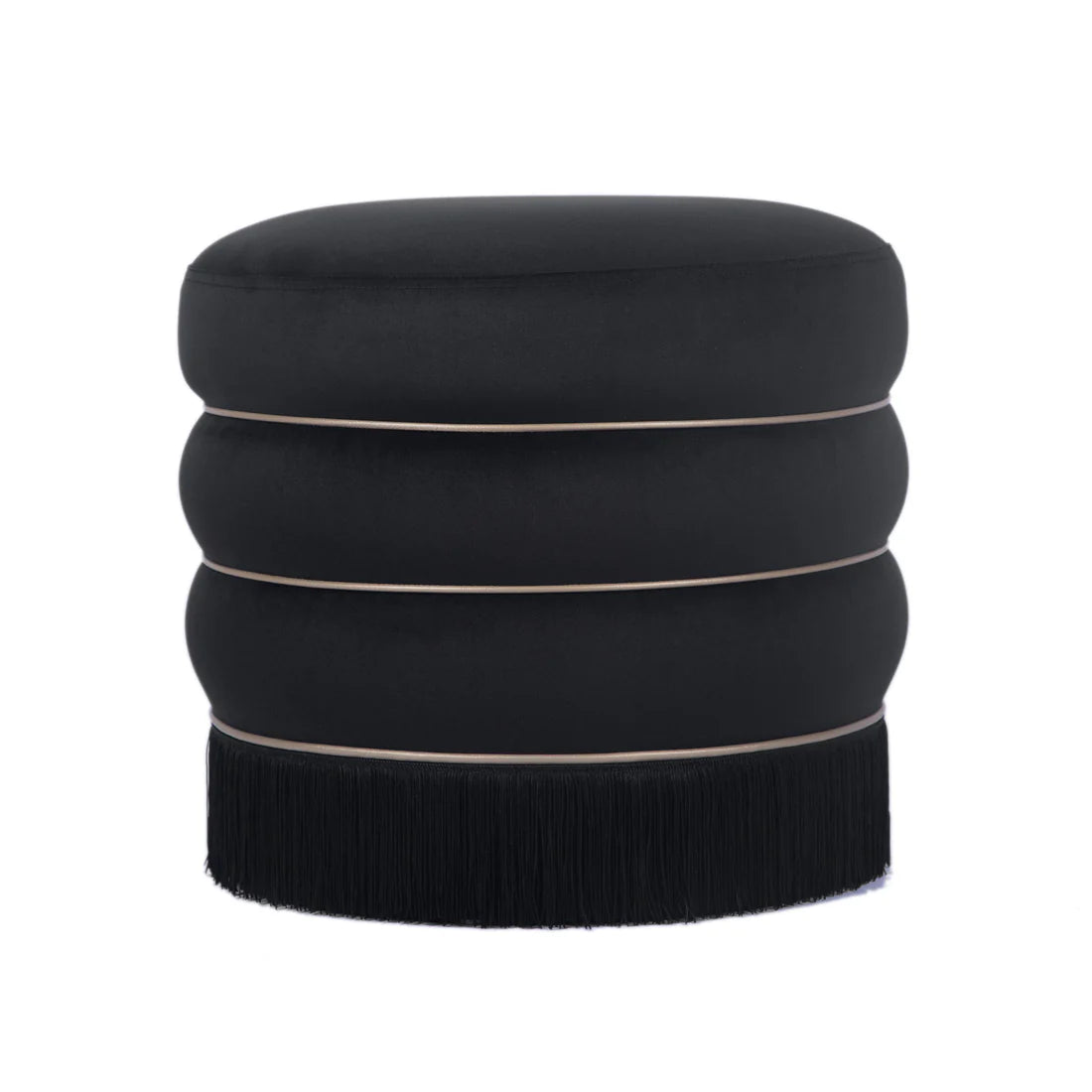 Lakka Velvet Ottoman | Black