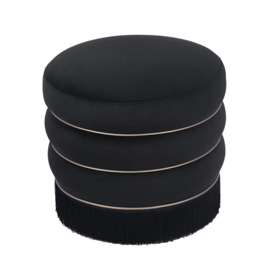 Lakka Velvet Ottoman | Black