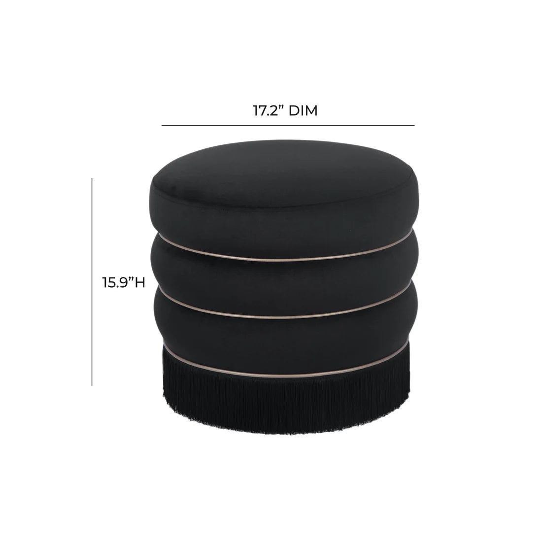 Lakka Velvet Ottoman | Black