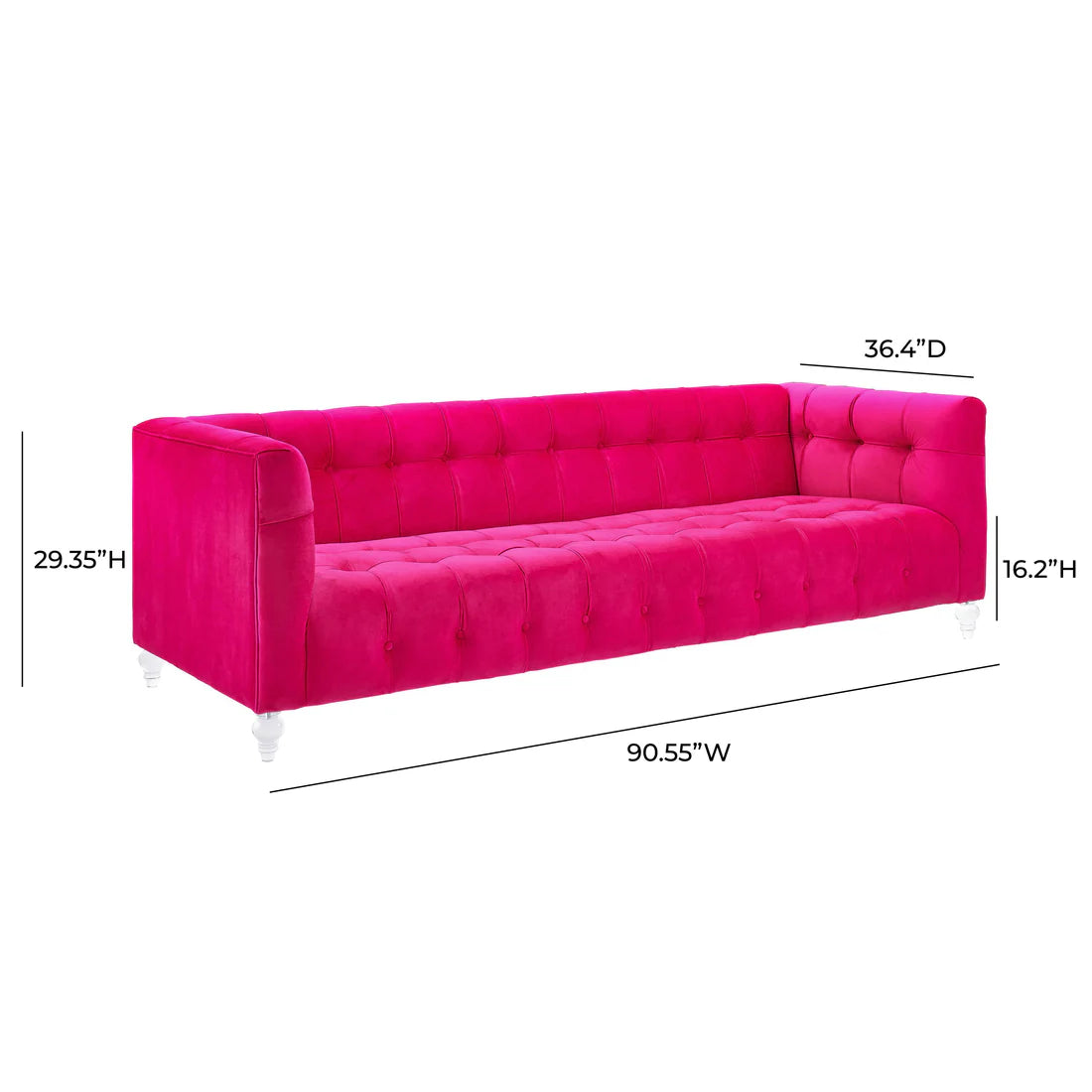 Bea Velvet Tufted Sofa | Hot Pink