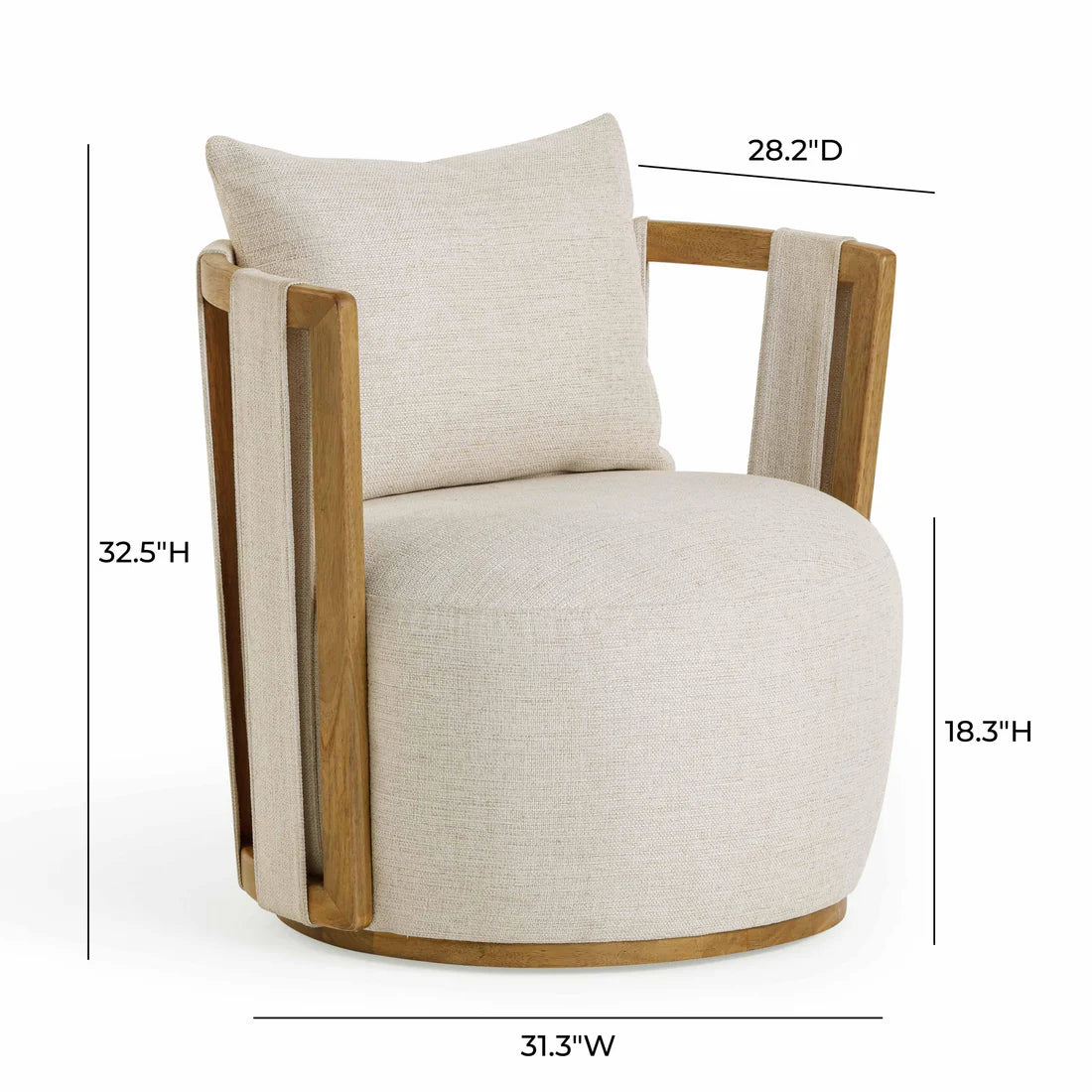 Paolo Textured Weave Swivel Chair | Cream