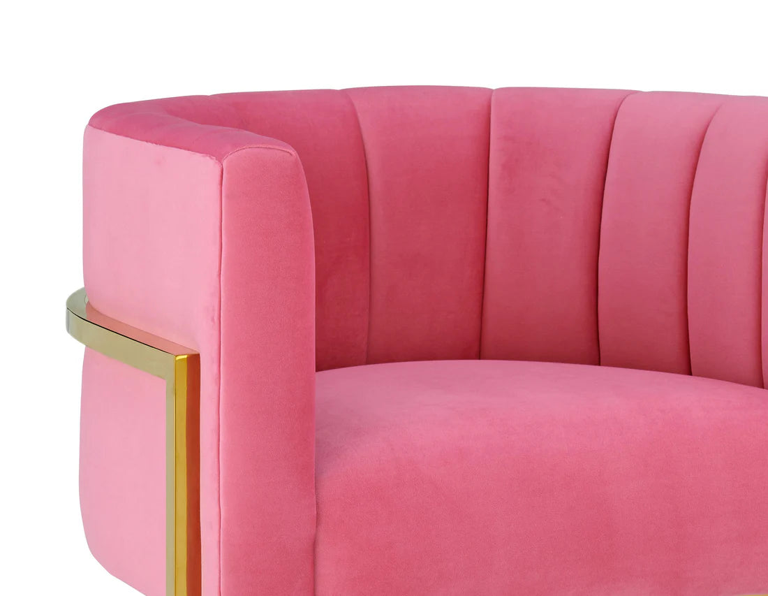 Magnolia Velvet Accent Chair With Gold Base | Pink