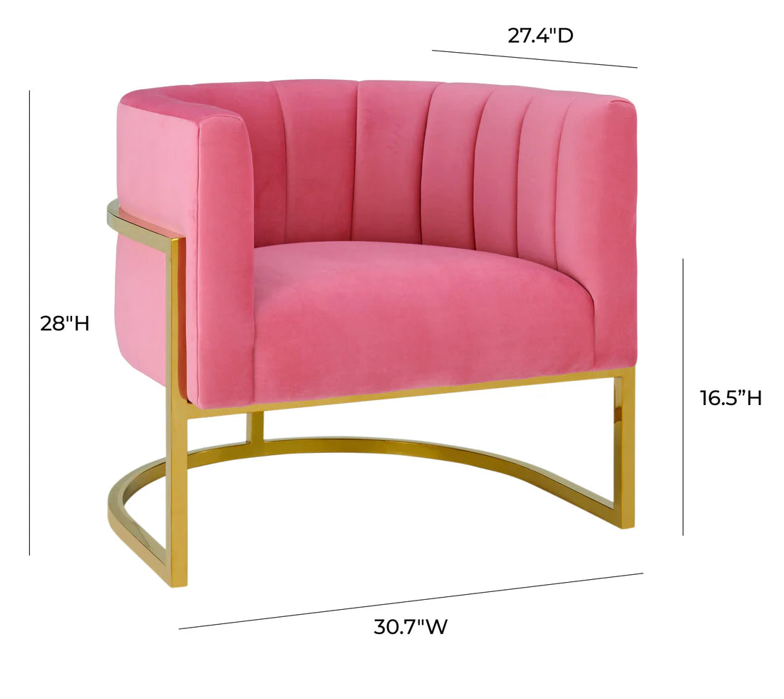 Magnolia Velvet Accent Chair With Gold Base | Pink