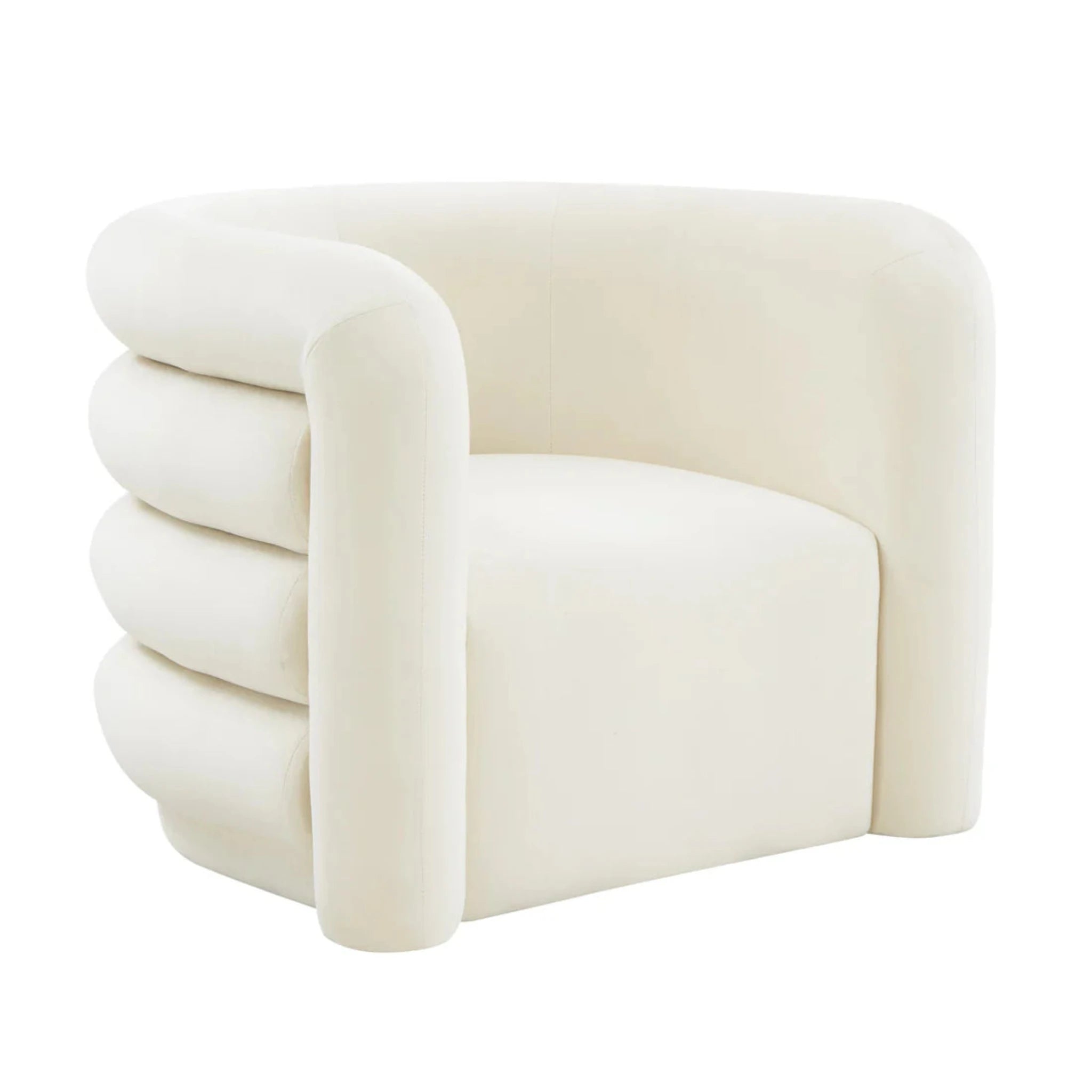 Curves Velvet Lounge Chair | Cream