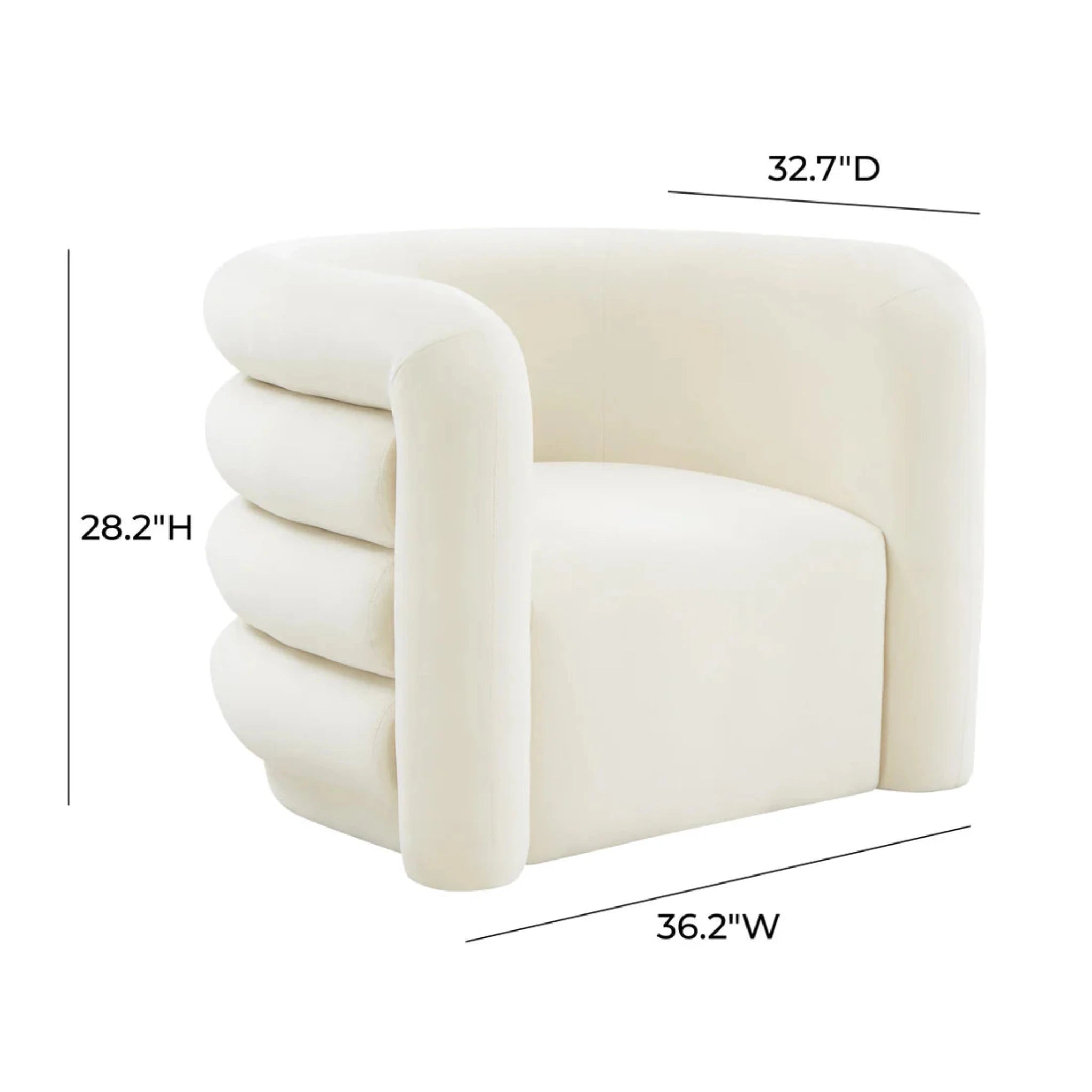 Curves Velvet Lounge Chair | Cream