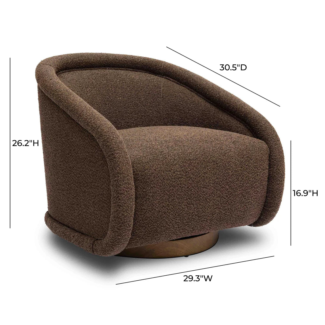 Rory Boucle Swivel Chair | Chocolate