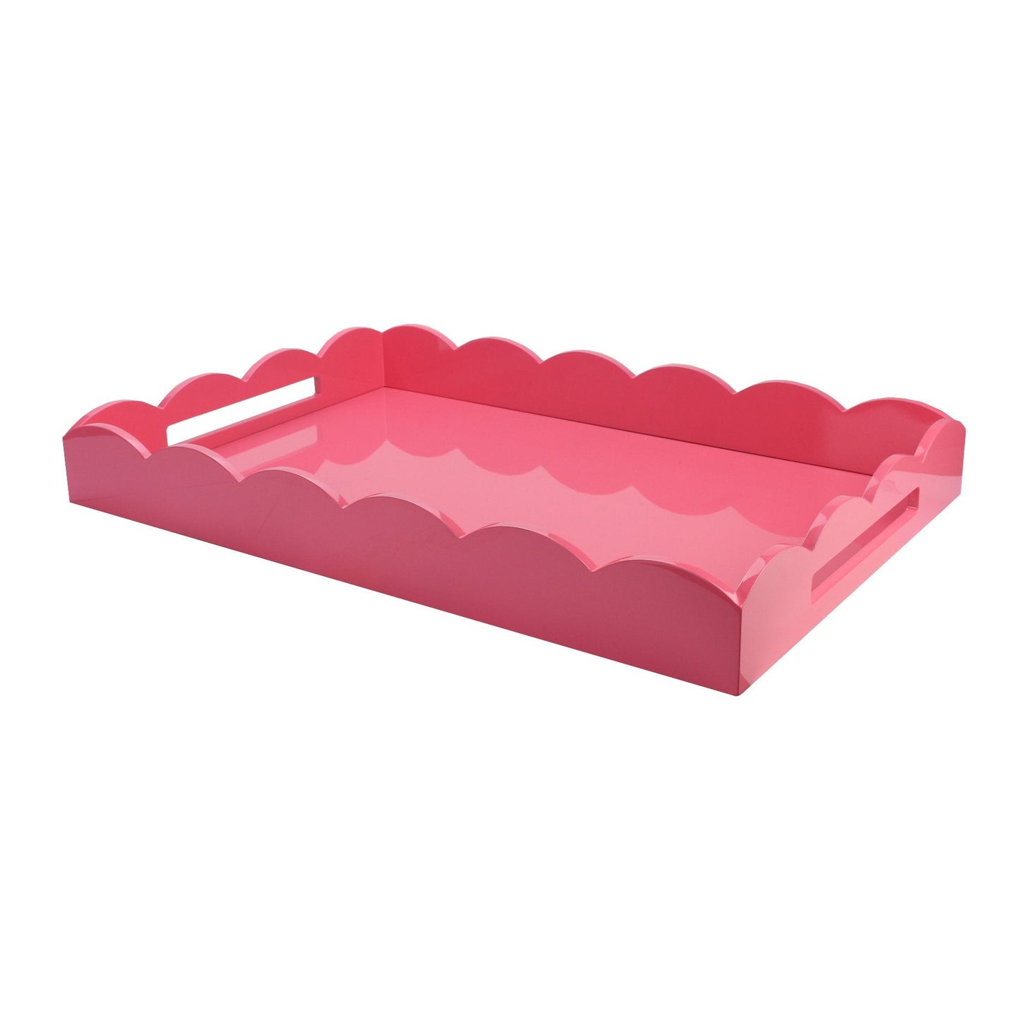 Large Lacquered Scallop Ottoman tray - Pink