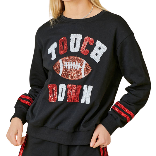 Game Day Touch Down Sequin Sweatershirt