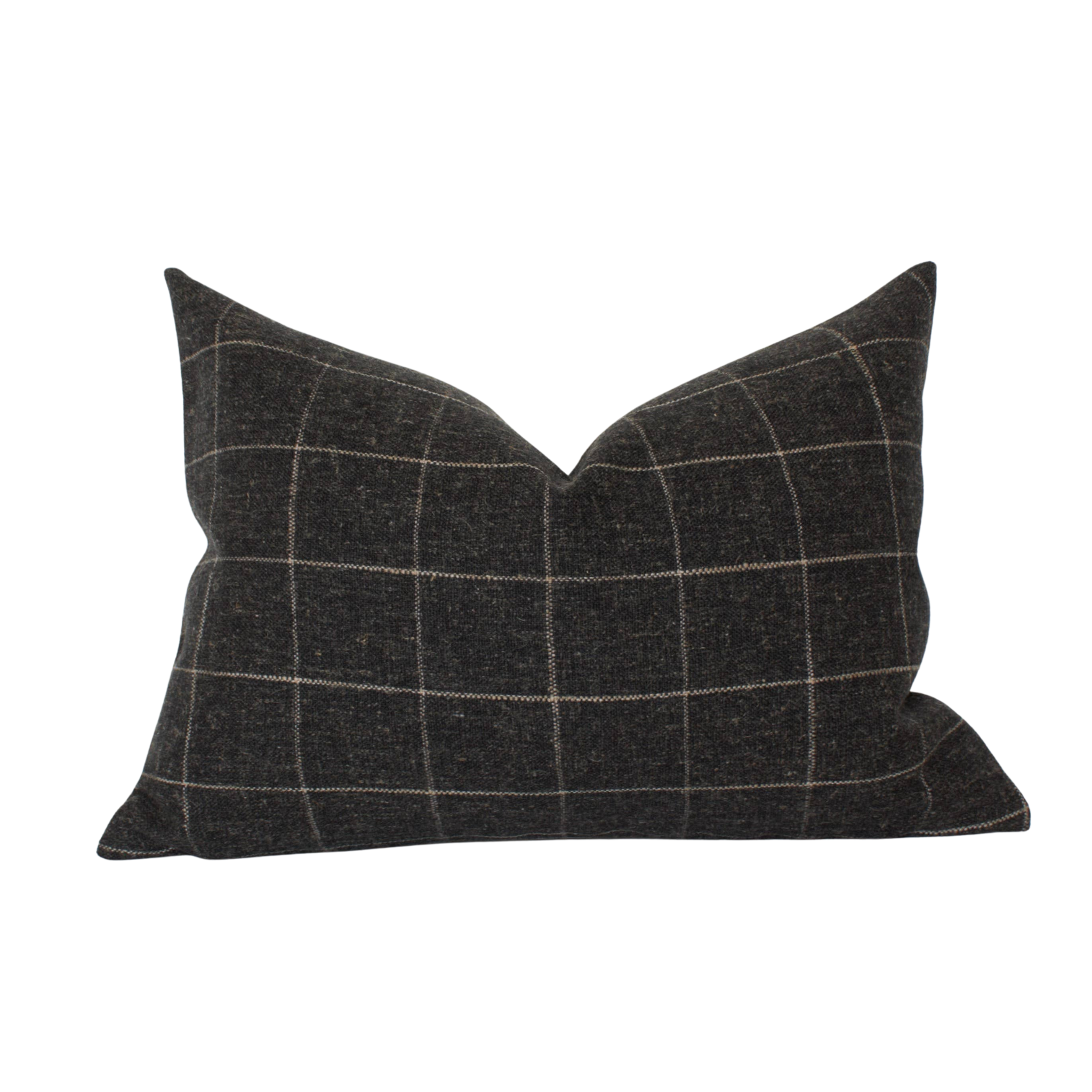 Black Plaid Lumbar Pillow Cover | 14" x 24"