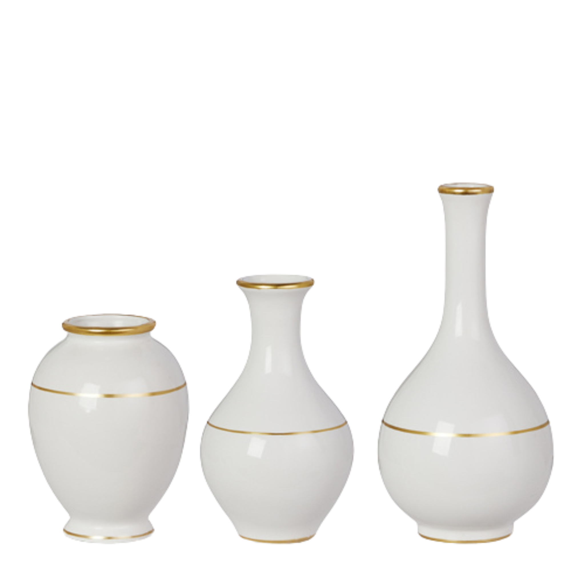 Gold Accent White Vases - 3 Styles