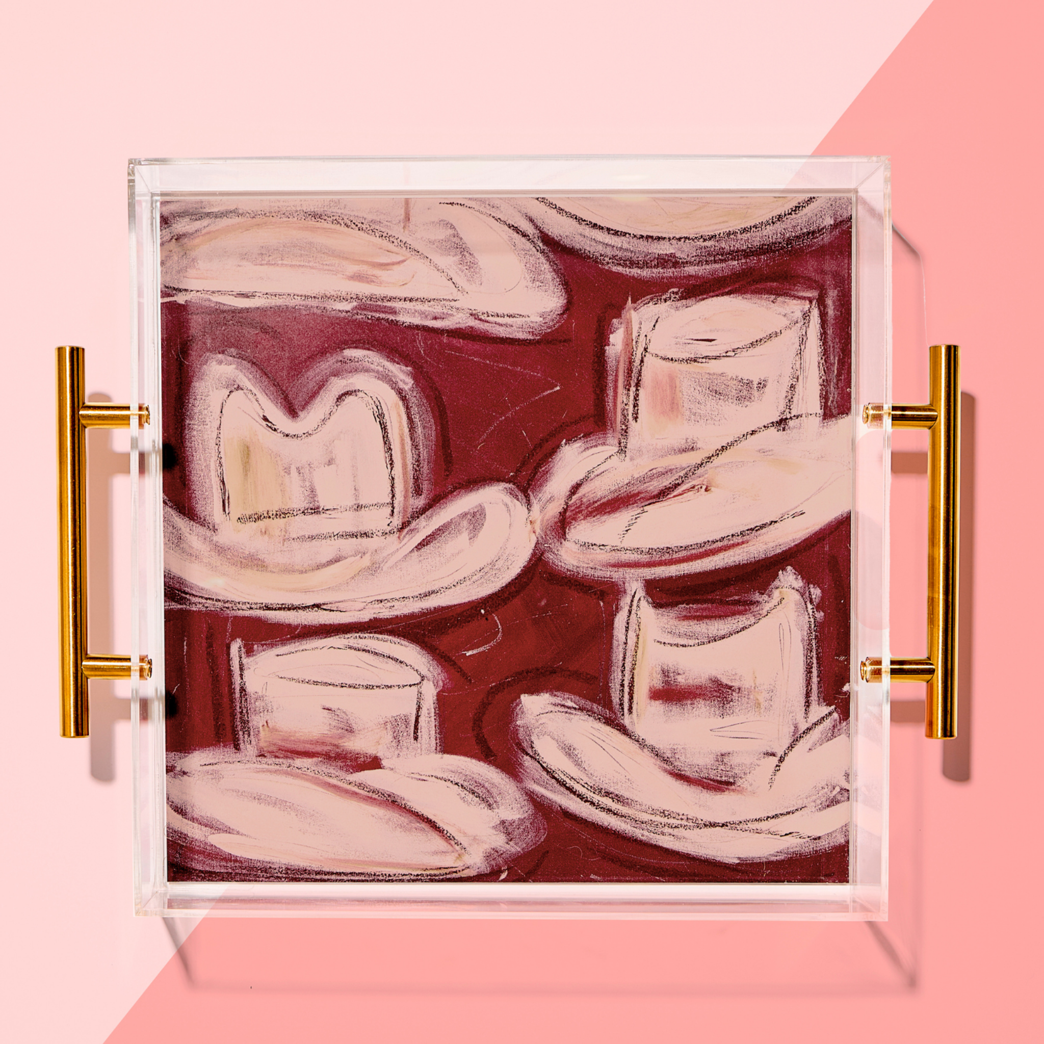 Six Shooter Acrylic Tray With Gold Handles