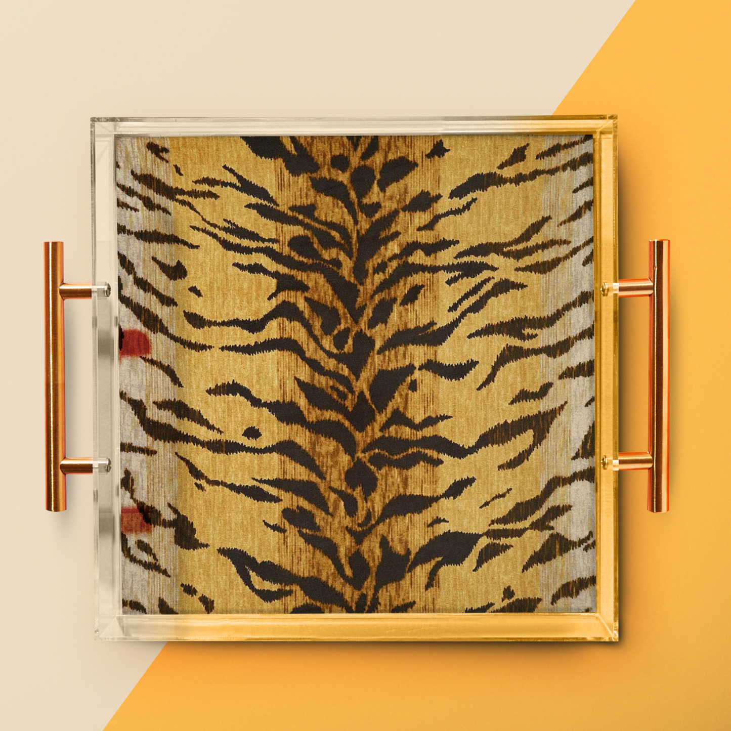 Bengal Print Acrylic Tray with Gold Handles