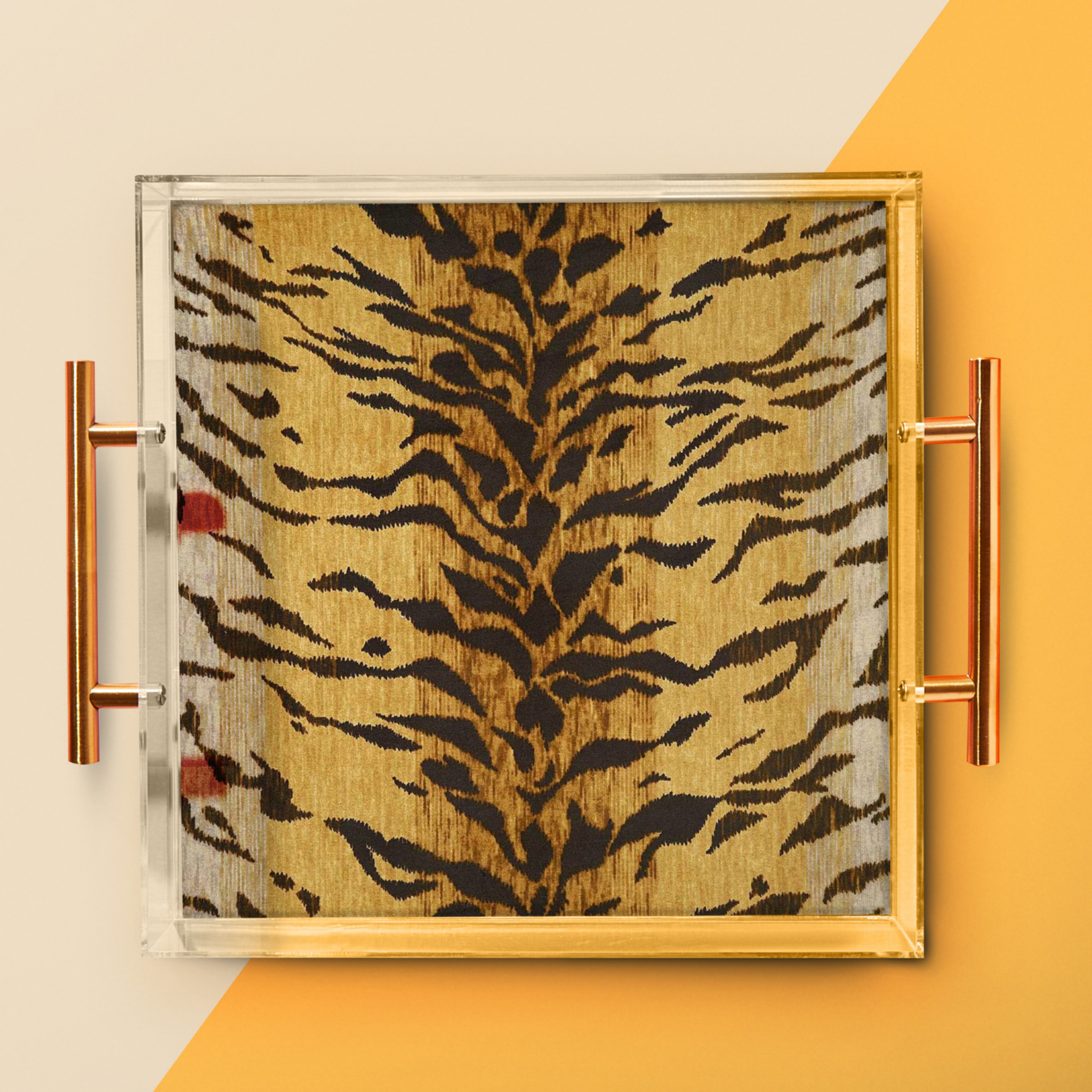 Bengal Print Acrylic Tray with Gold Handles