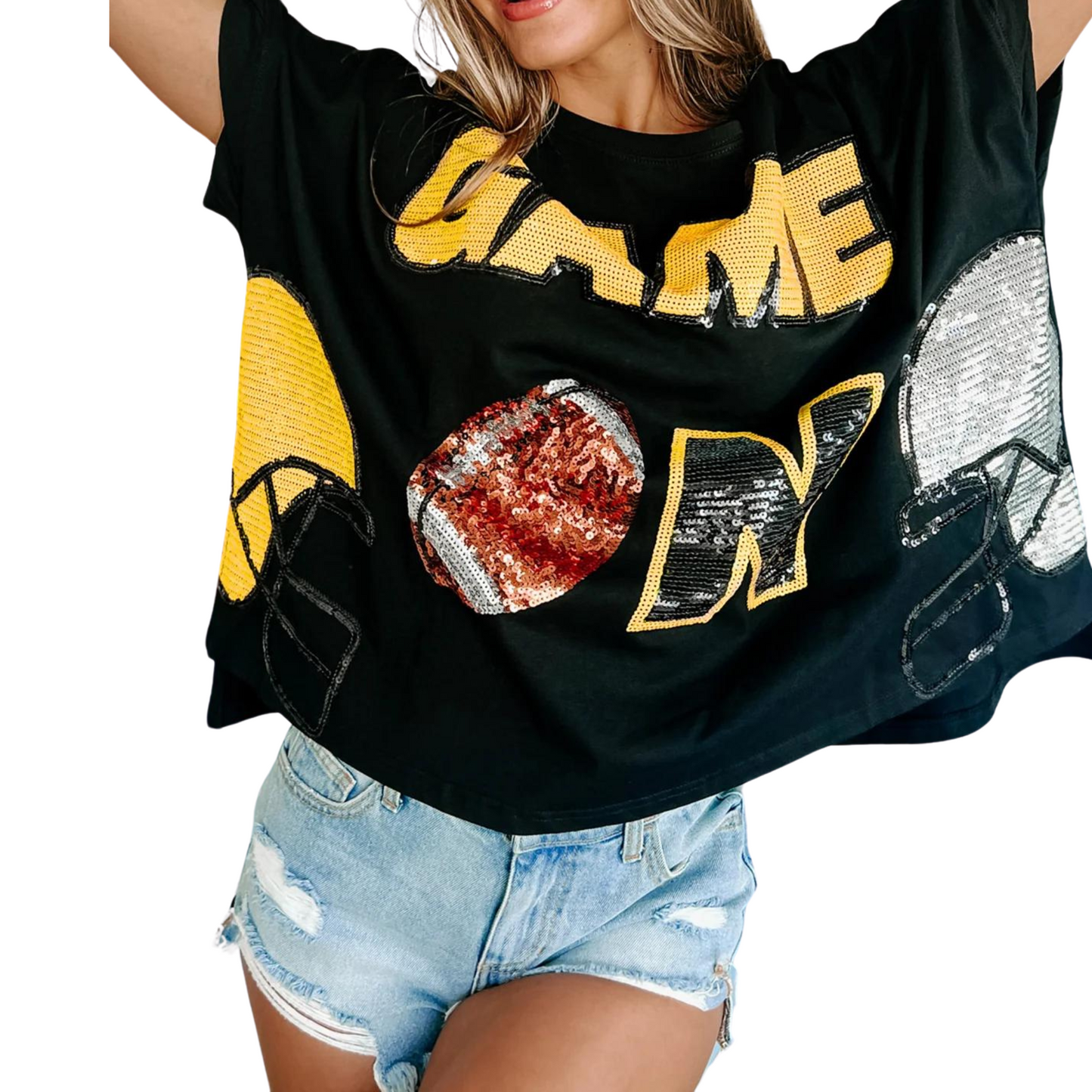 "Game On" Oversized Sequin Top