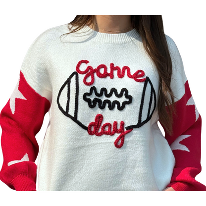 Game Day Embroidery Color Block Sweater