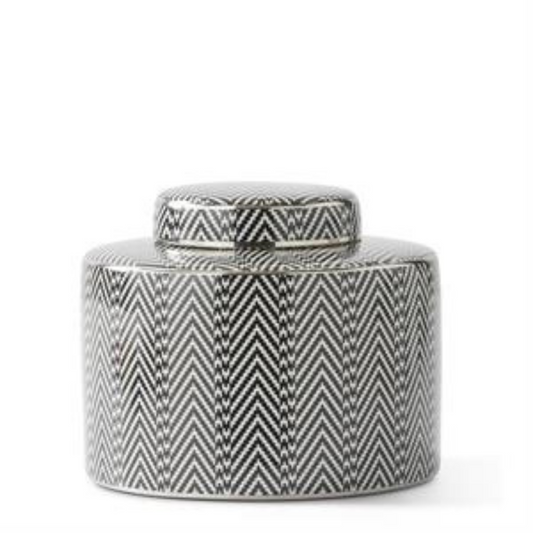 Black & White Herringbone Jar | Small