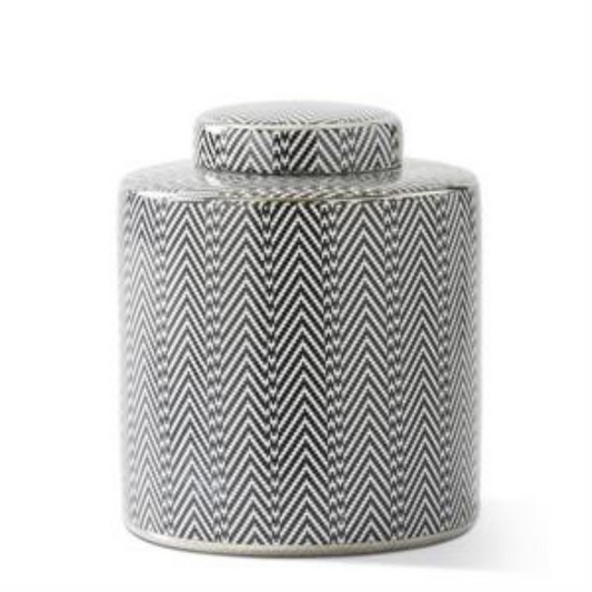 Black & White Herringbone Jar | Medium