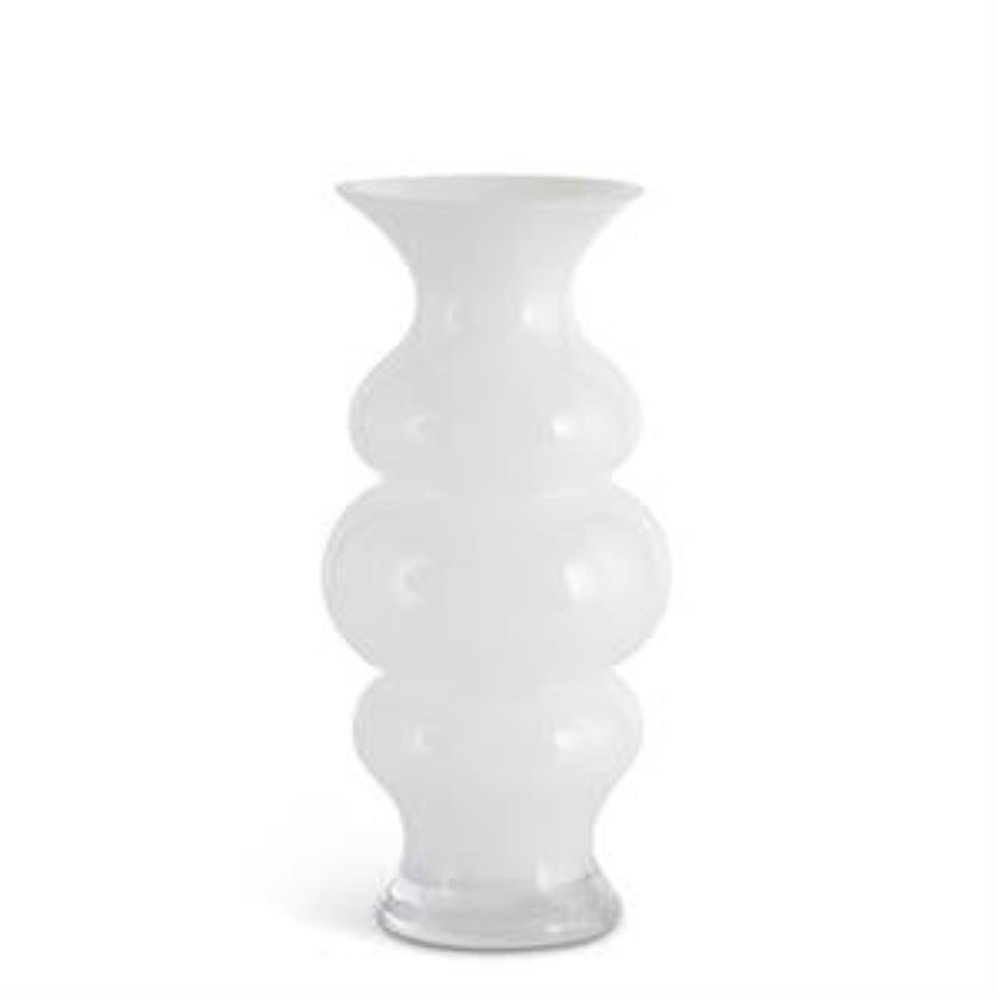 White Glass Ribbed Hourglass Fluted Vase (3 Size Options)