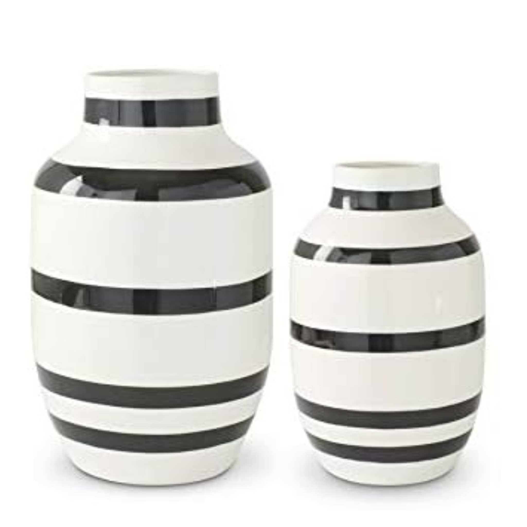 Black & White Striped Ceramic Vase (2 Size Options)