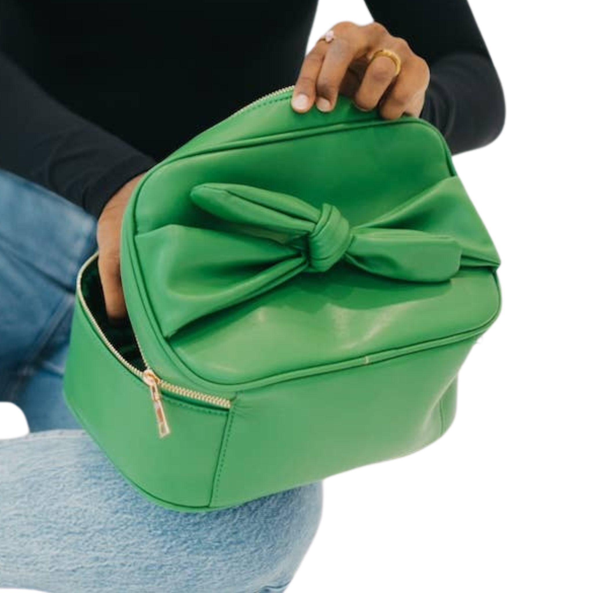 Madelyn Bow Makeup Bag | Emerald