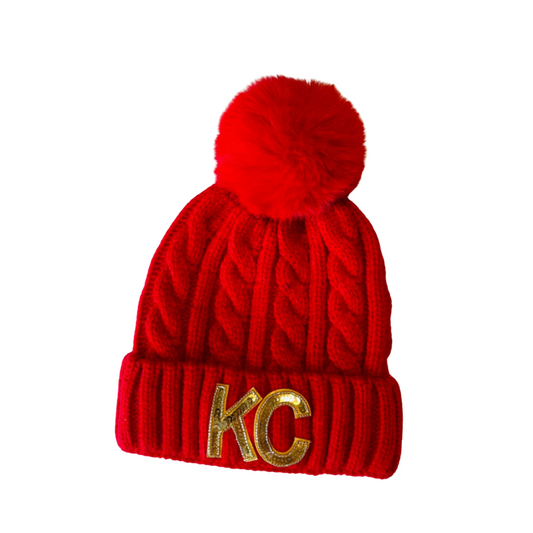 KC Bling Beanie | Red & Gold