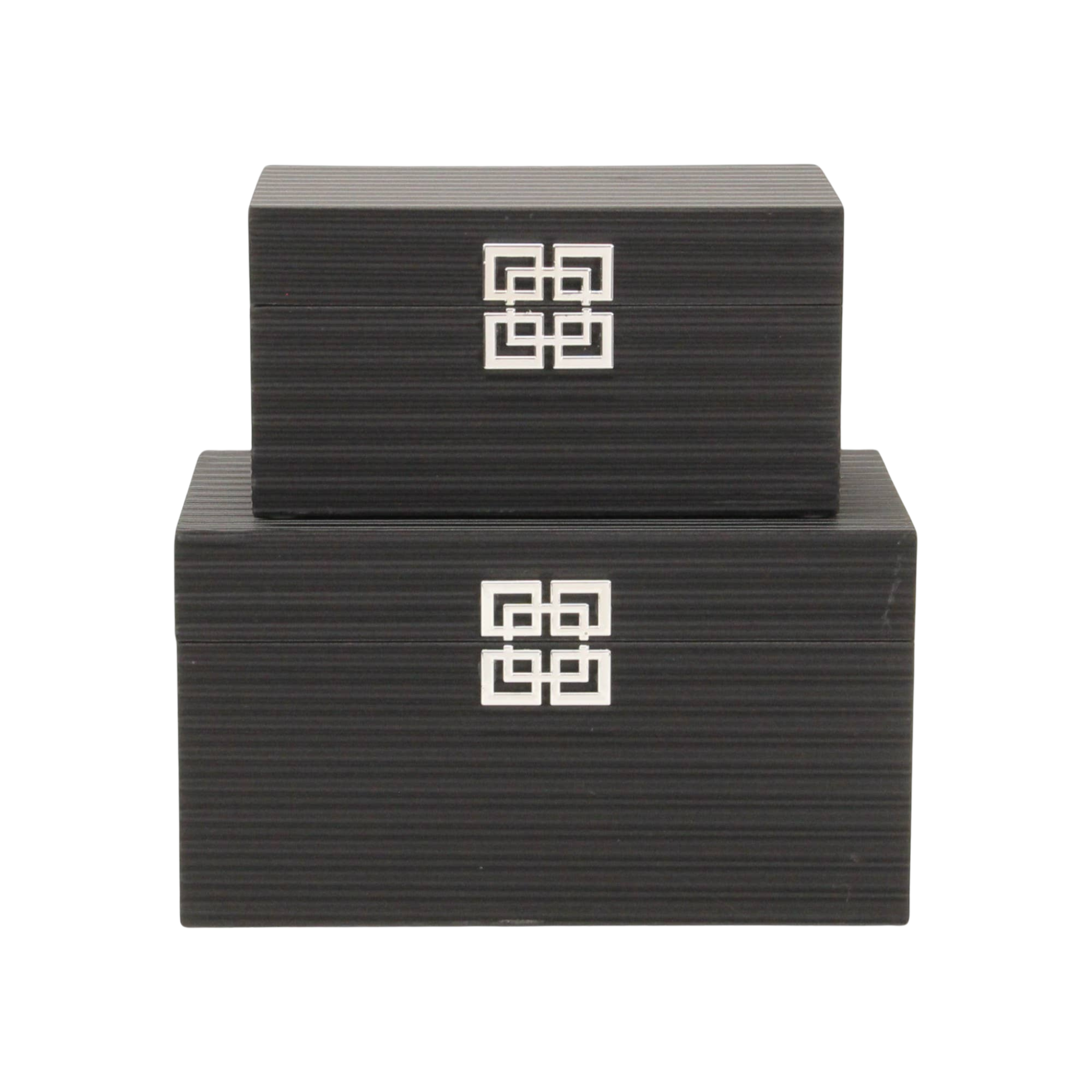 Black Striped Storage Box Silver Emblem | 2 Sizes