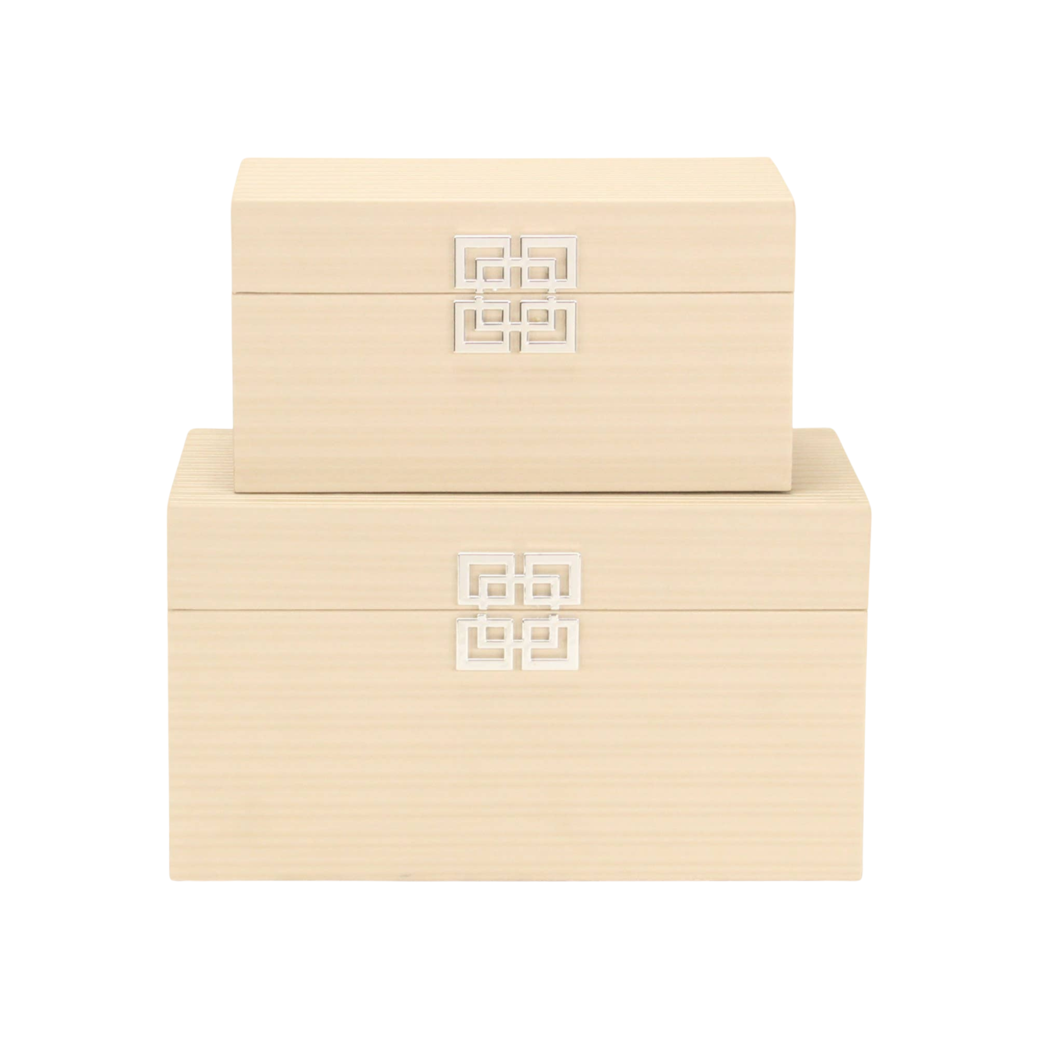 Cream Striped Storage Box Silver Emblem | 2 Sizes