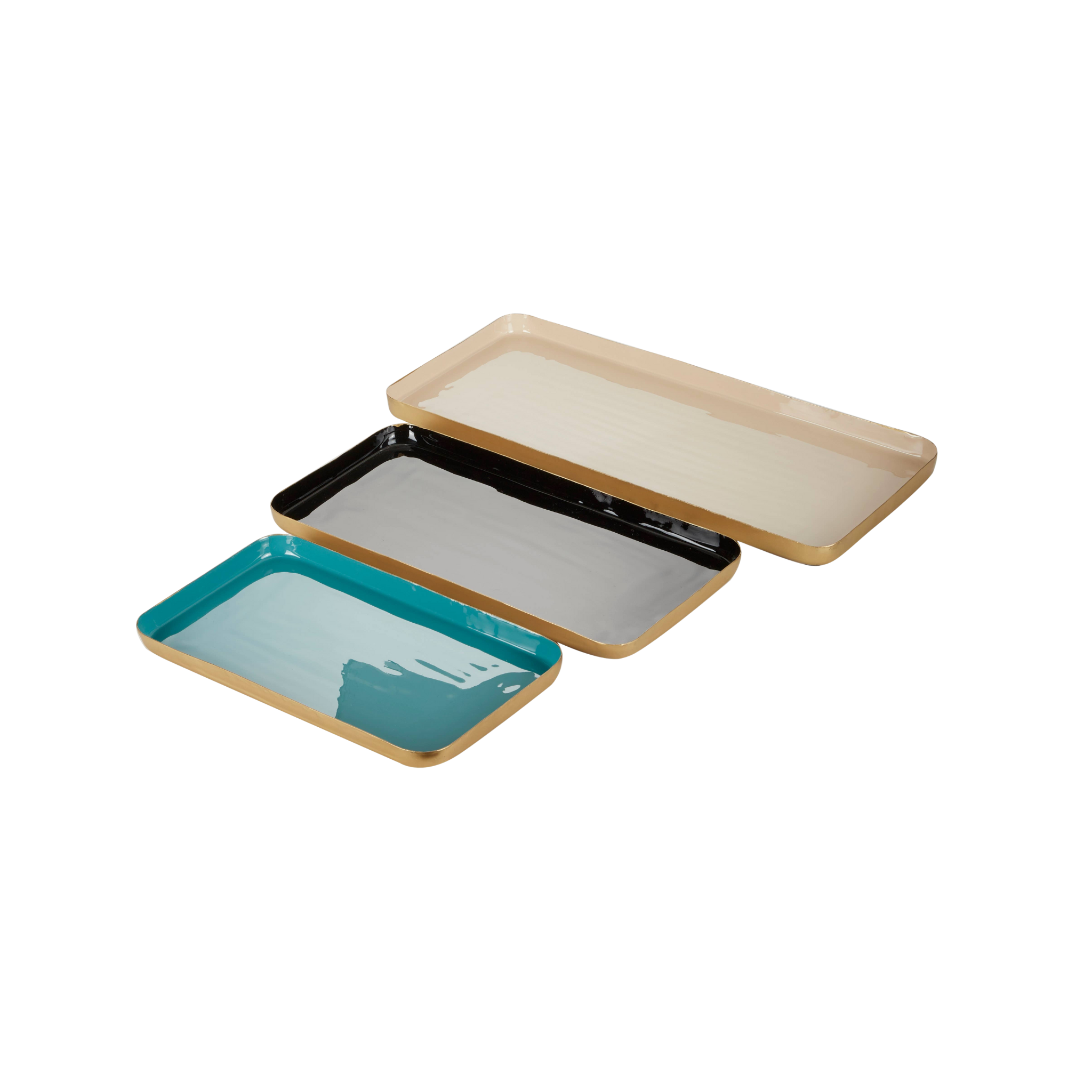 Contemporary Multi Colored Metal Tray | 3 Sizes