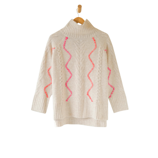 Alpine Turtleneck Sweater | Almond/Pink