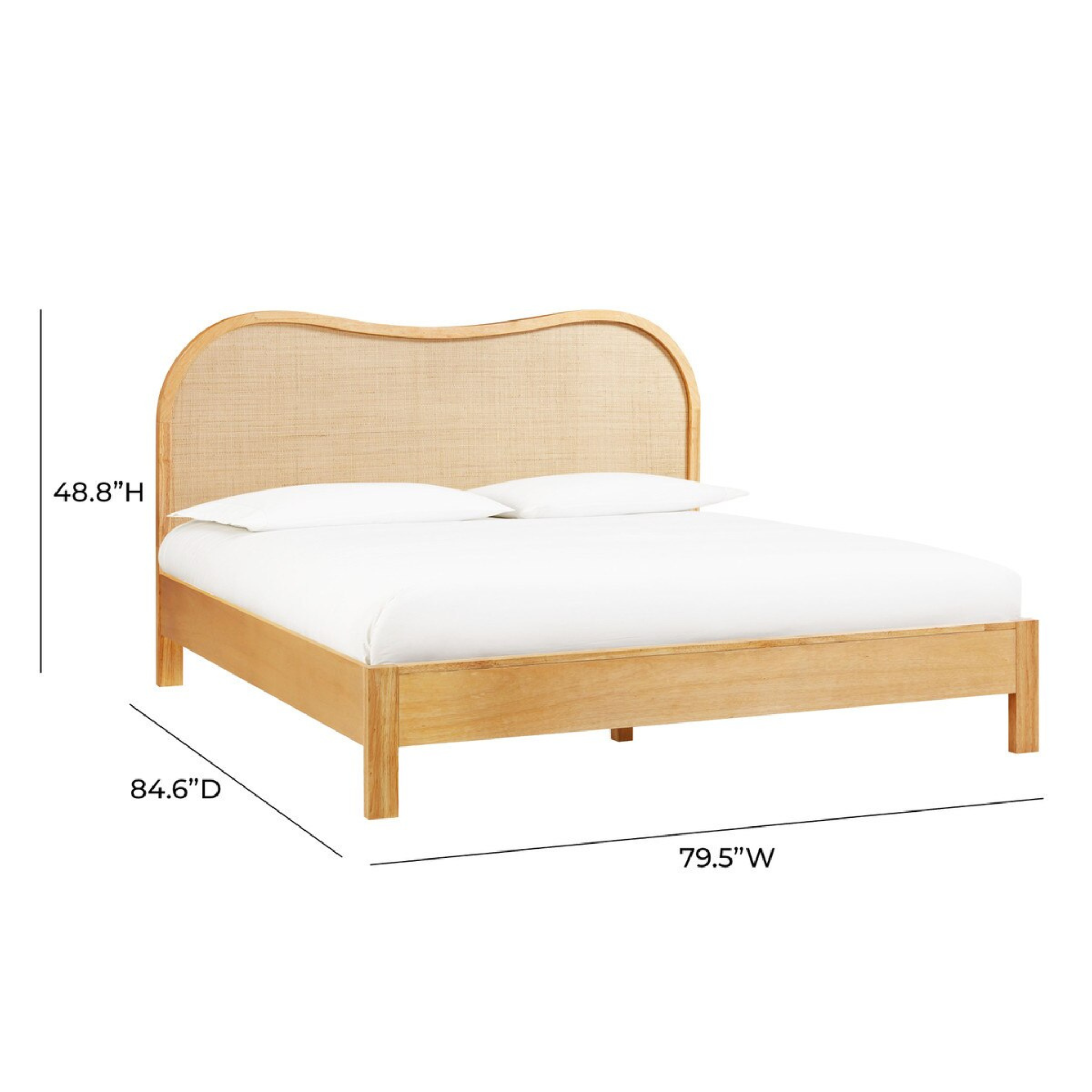 Grappa Natural Wood & Rattan Bed