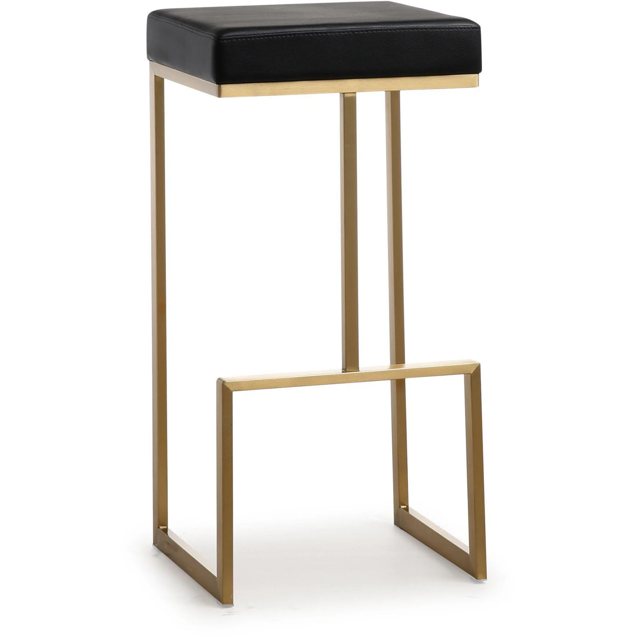 Ferrara Performance Vegan Leather and Gold Steel Barstool (Set of 2) | Black