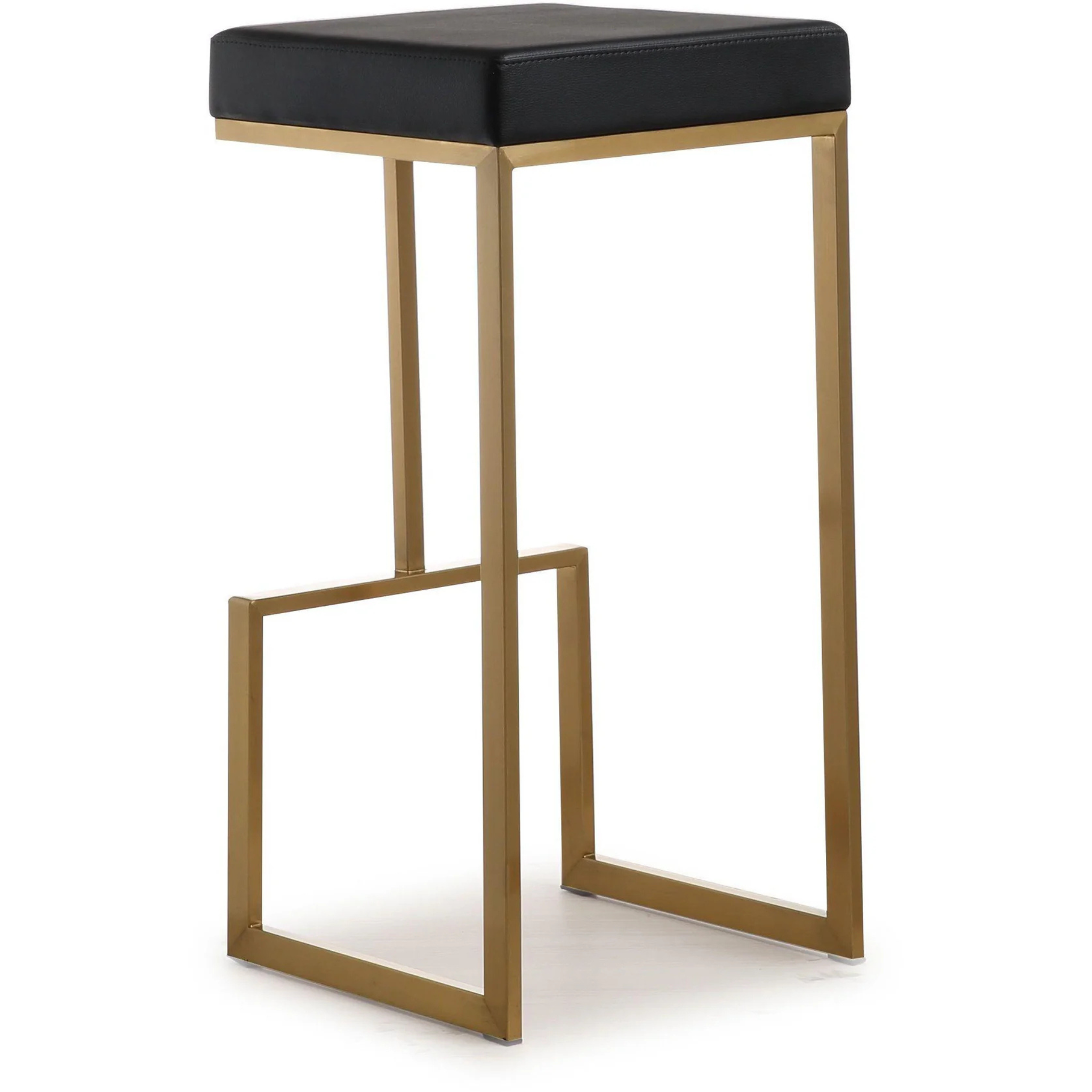 Ferrara Performance Vegan Leather and Gold Steel Barstool (Set of 2) | Black