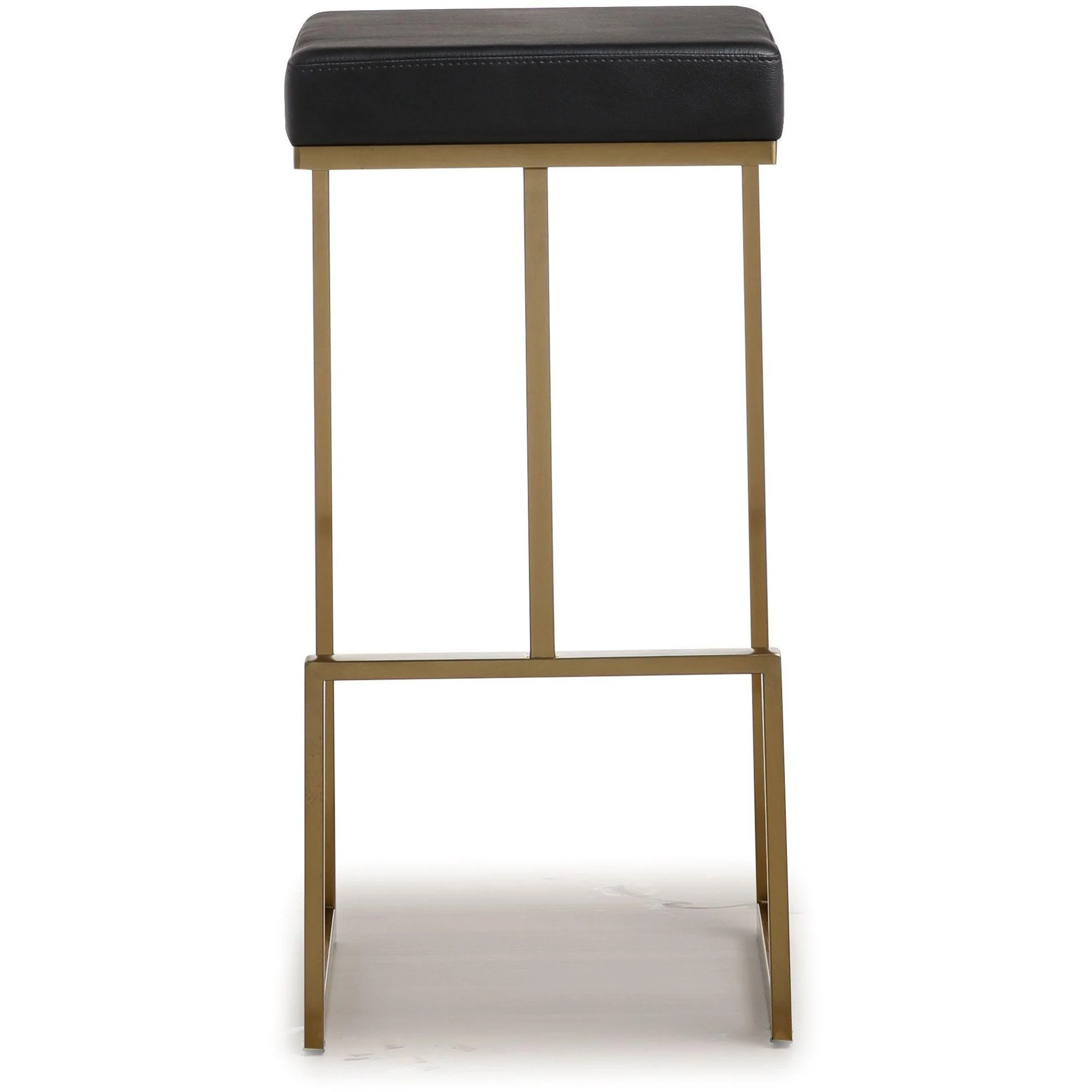 Ferrara Performance Vegan Leather and Gold Steel Barstool (Set of 2) | Black