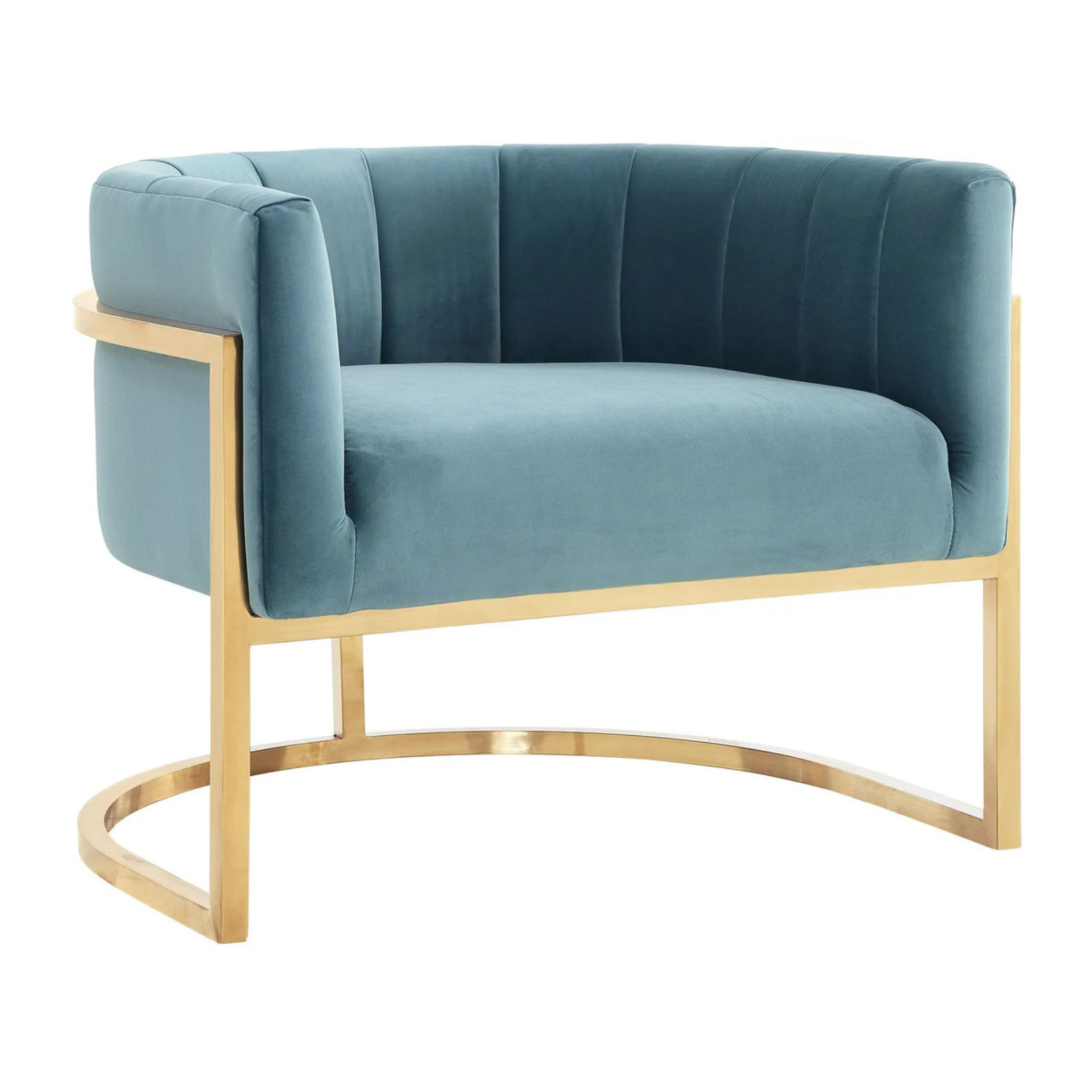 Magnolia Velvet Accent Chair With Gold Base | Sea Blue