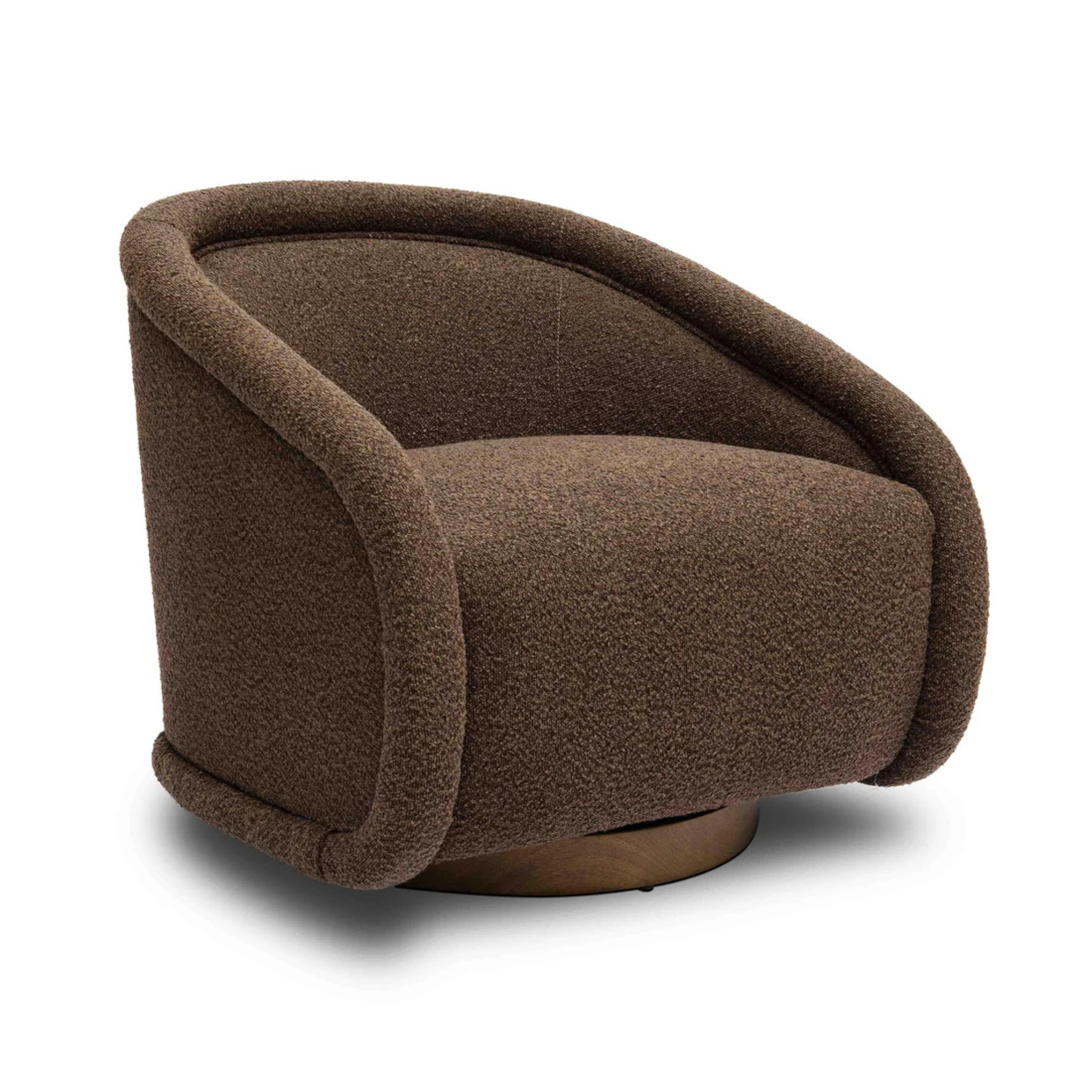 Rory Boucle Swivel Chair | Chocolate