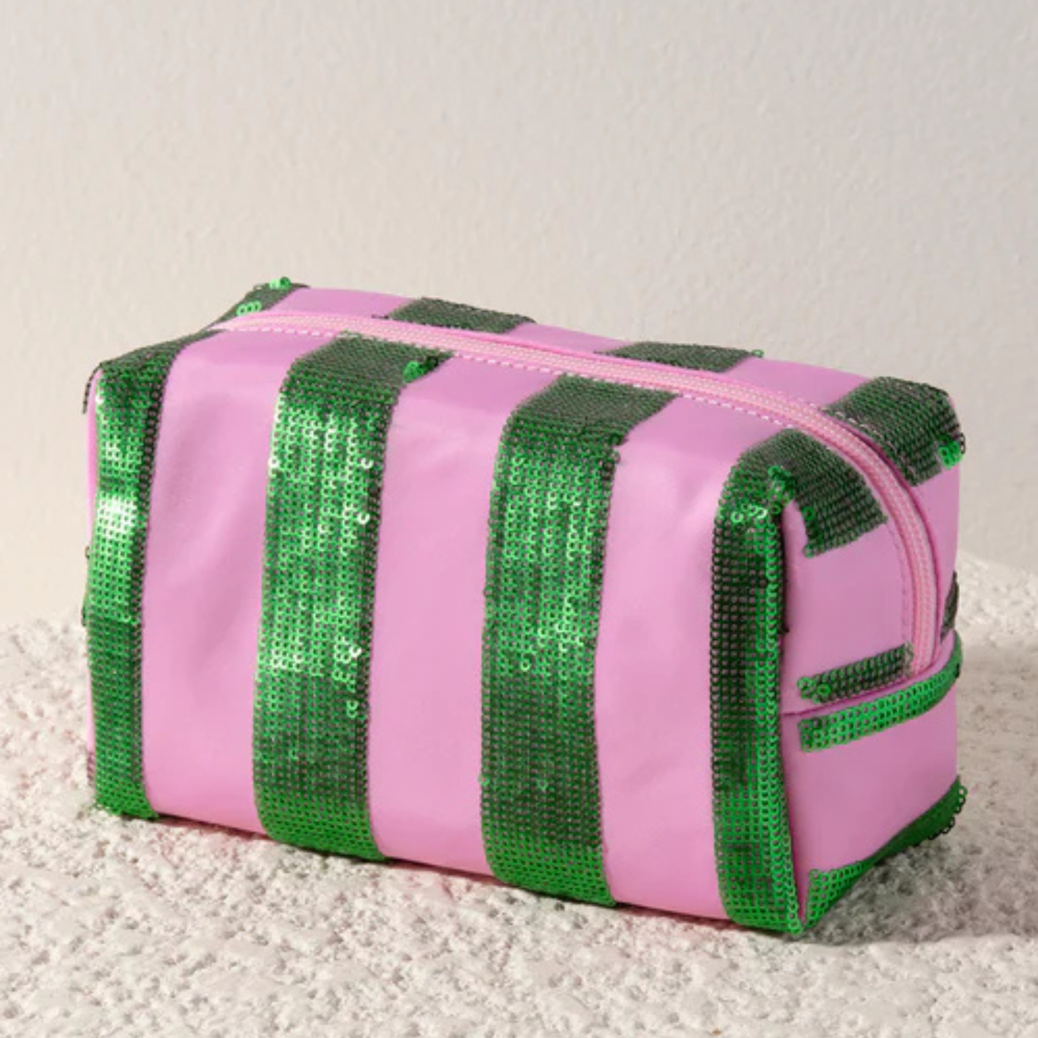 Cara Striped Pouch | Pink + Green