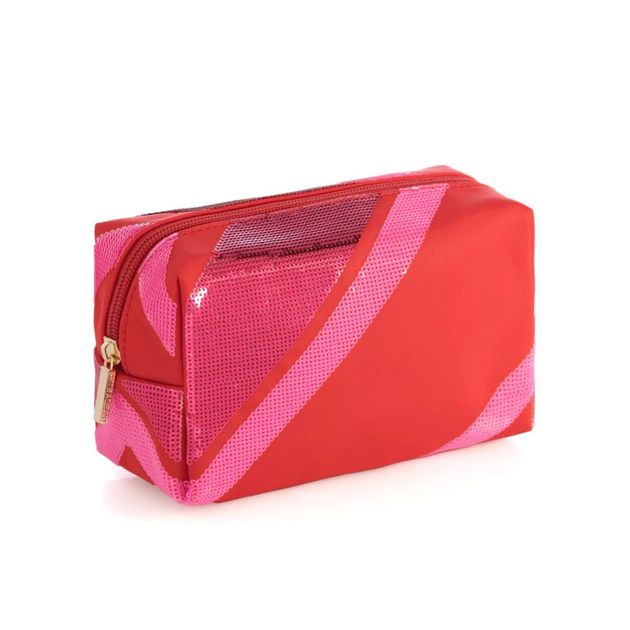 Red Diagonal Stripe Cosmetic Bag