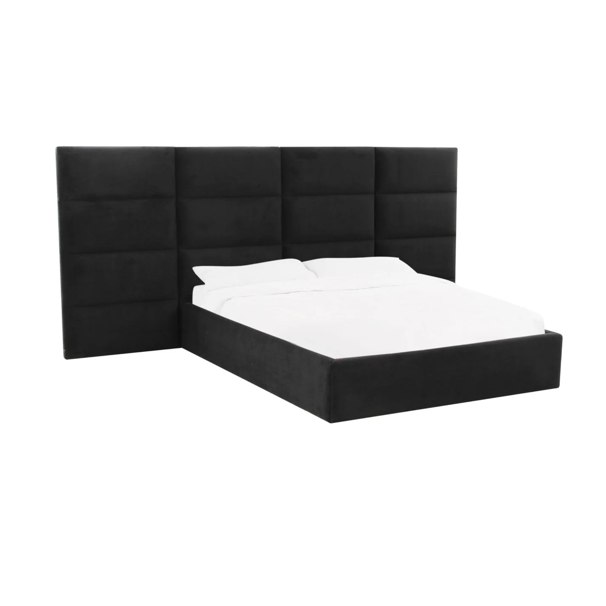 Eliana Velvet Bed With Wings | Black