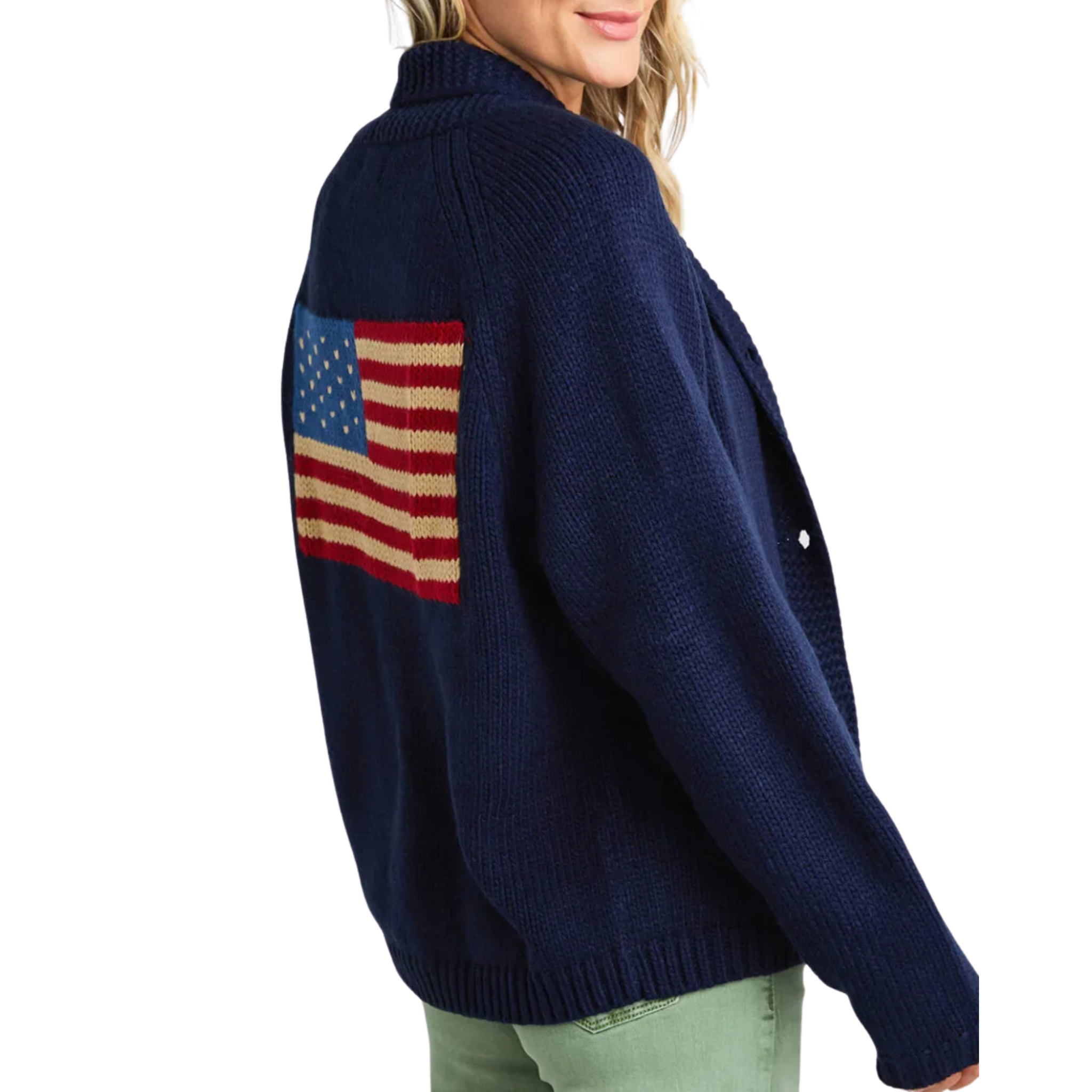 Chunky Flag Cardigan | Navy